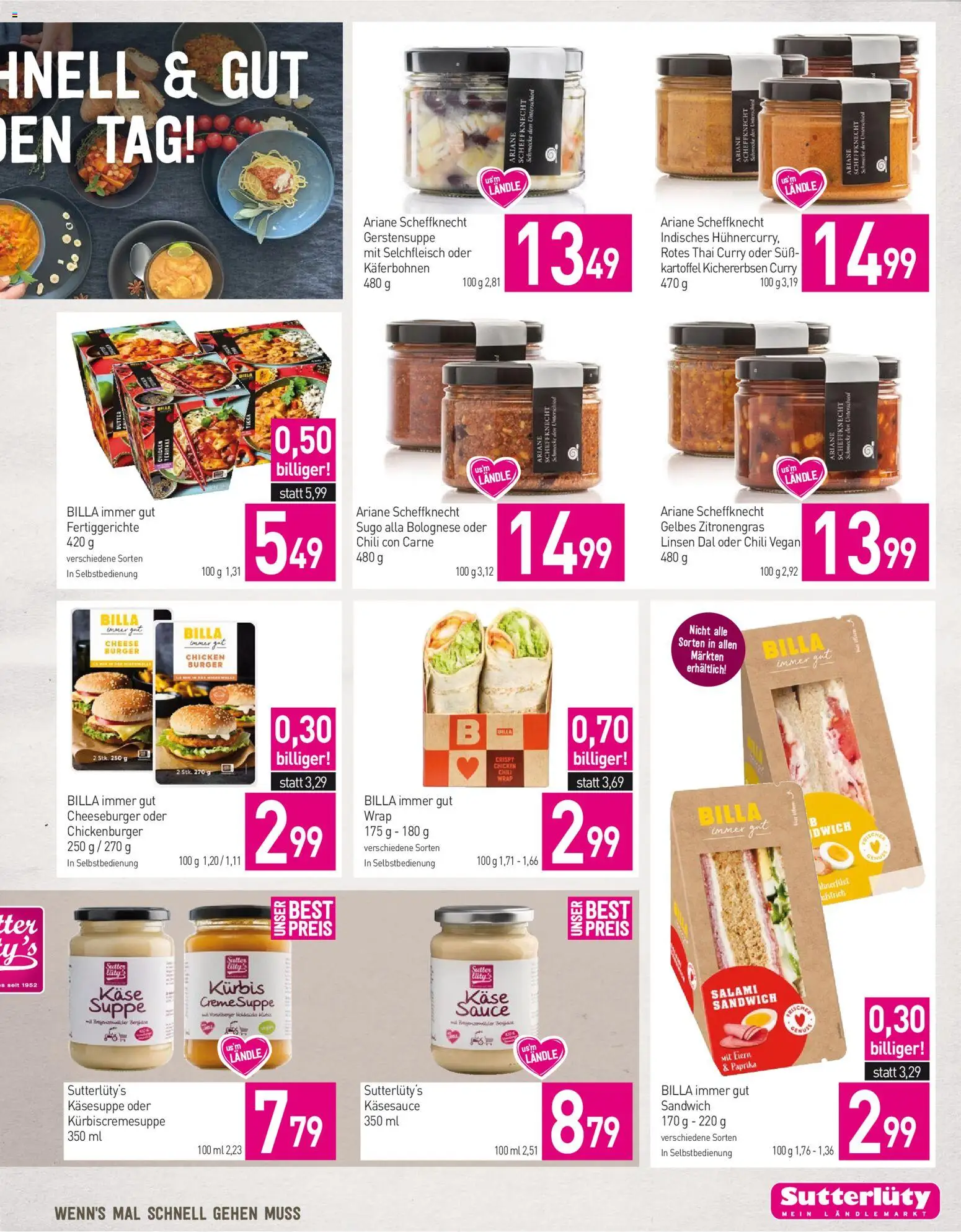 Sutterlüty Flugblatt gültig ab 22.10.2025 | Seite: 13 | Produkte: Fertiggerichte, Butter, Käse, Creme