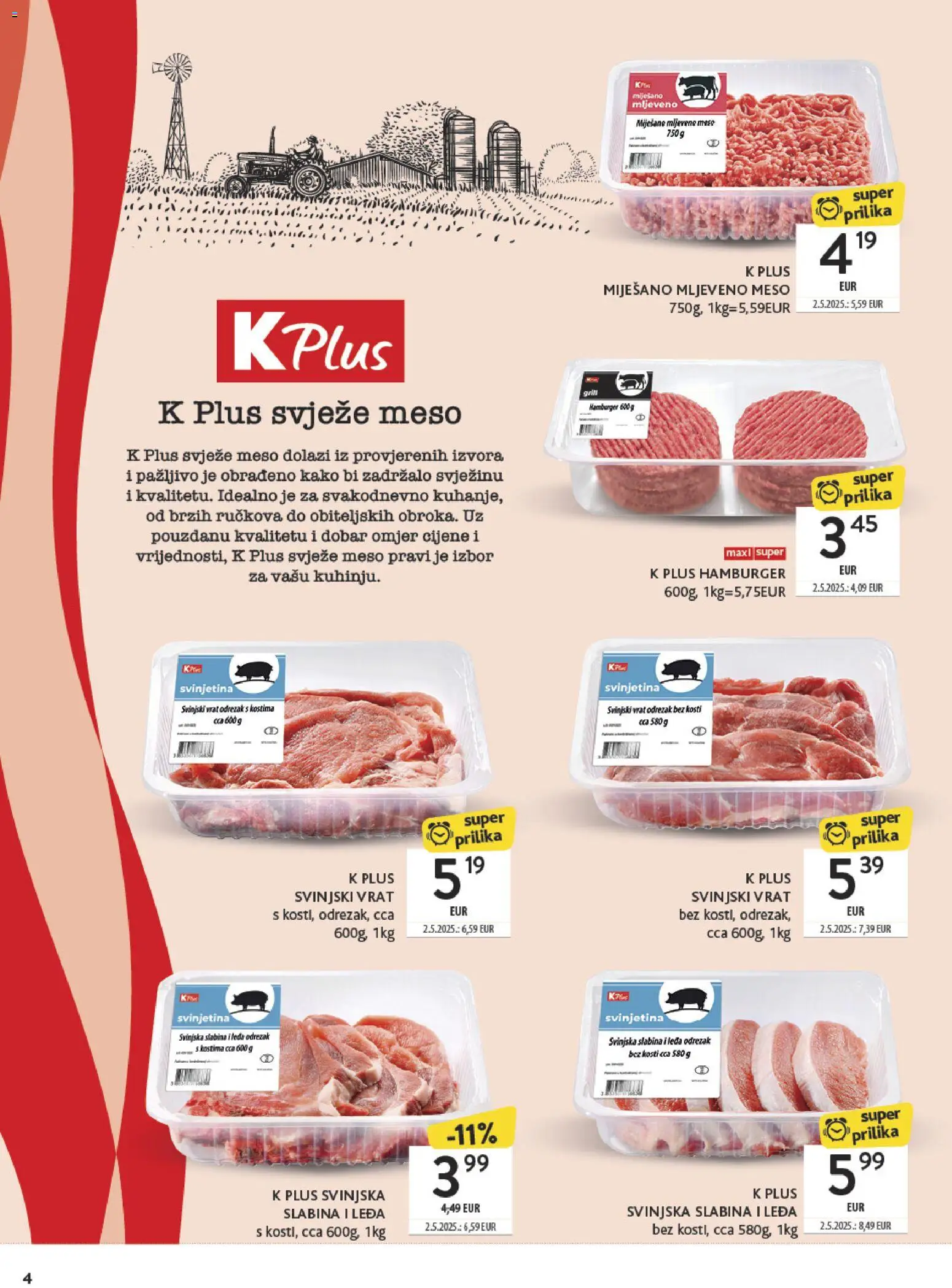 Konzum HR akciós ujság - amely érvényes a következő dátumtól: 19.01.2026 | Oldal: 4 | Termékek: Hamburger