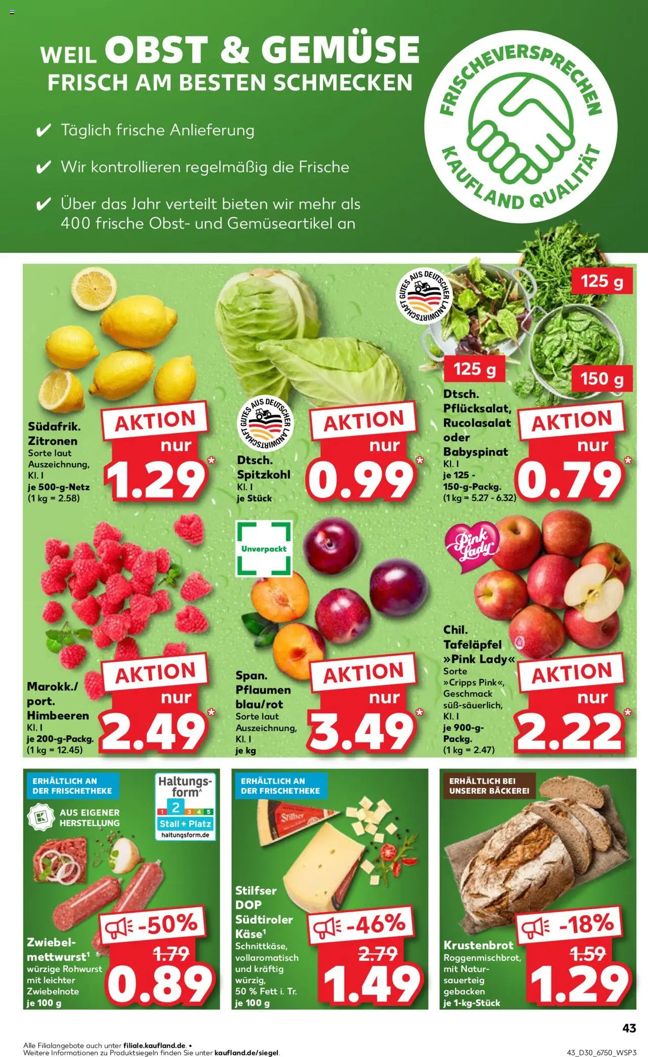Kaufland Prospekt 	 - gültig ab dem 24.07.2025 | Seite: 43 | Produkte: Himbeeren, Käse, Obst, Zitronen