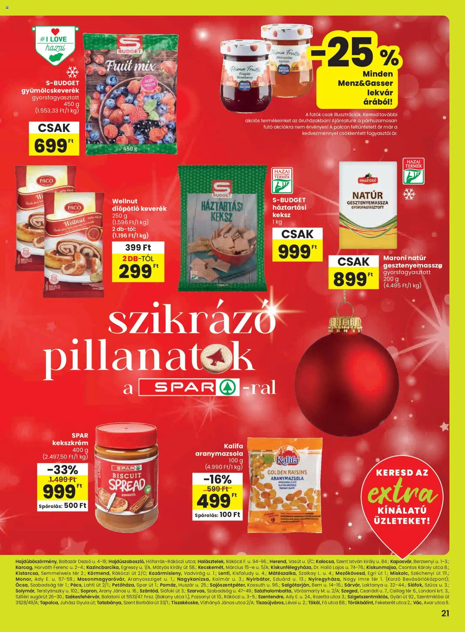 Spar akciós ujság - amely érvényes a következő dátumtól: 20.11.2025 | Oldal: 2 | Termékek: Gesztenyemassza, Lekvár, Keksz