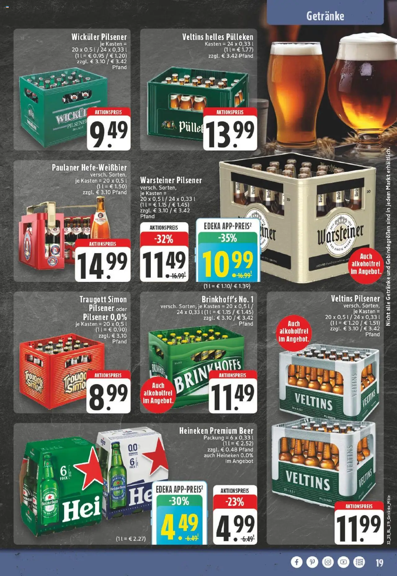 Edeka prospekt Neuss-Meertal	 - gültig ab dem 03.08.2025 | Seite: 19 | Produkte: Helles pulleken, Heineken, Paulaner, Veltins