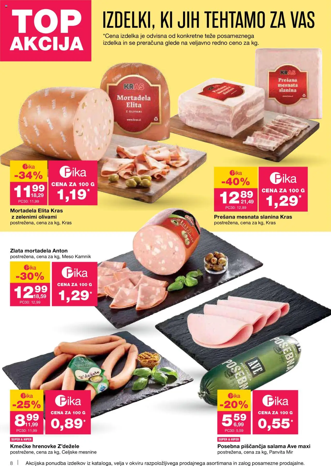Mercator katalog │ velja od 12.06.2025 | Stran: 8 | Izdelki: Hrenovke, Mortadela, Slanina, Salama