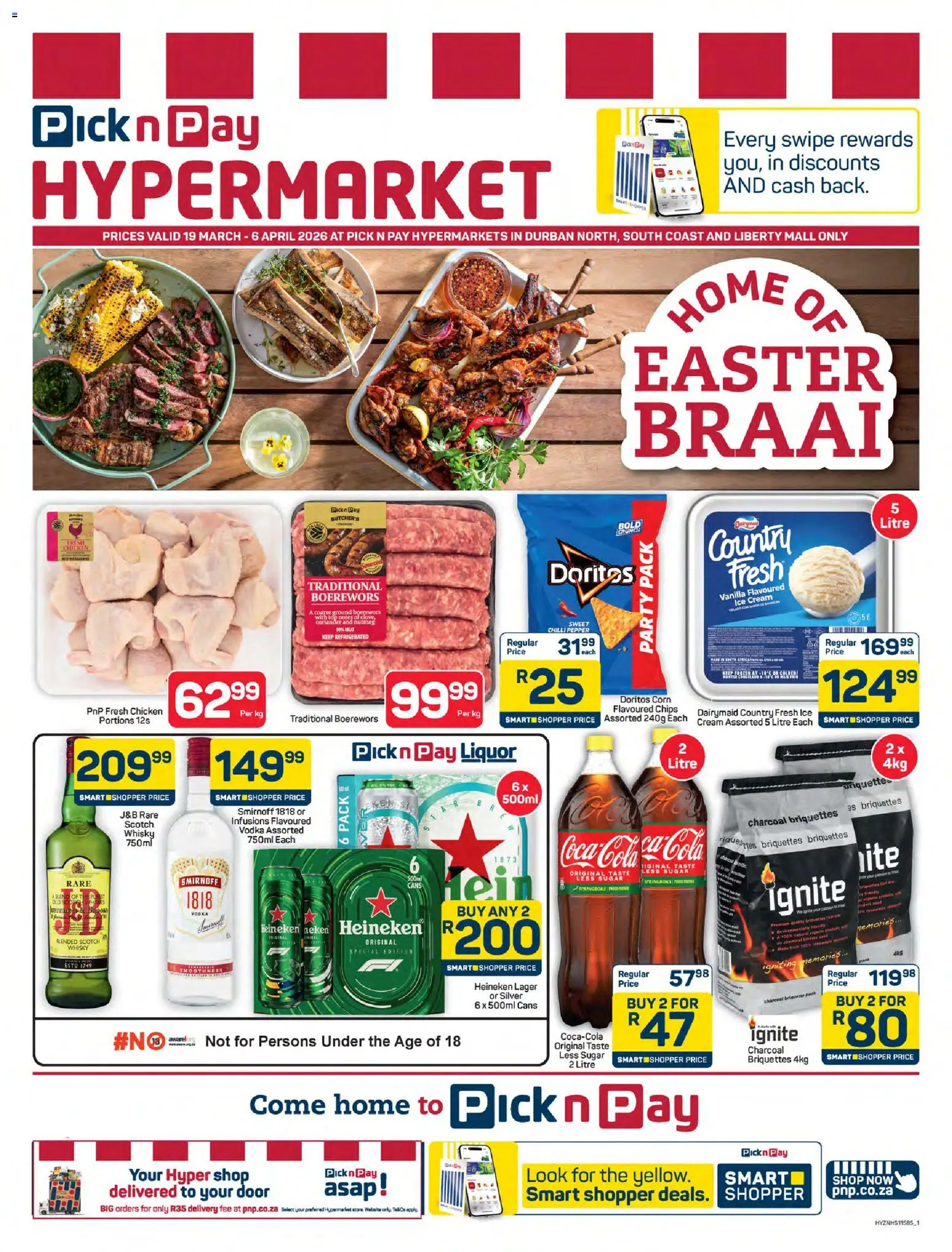 New Pick n Pay Hypermarket Easter Braai Specials catalogue – valid from 19.03.2026 | Page: 1 | Products: Corn, Boerewors, Sugar, Chilli