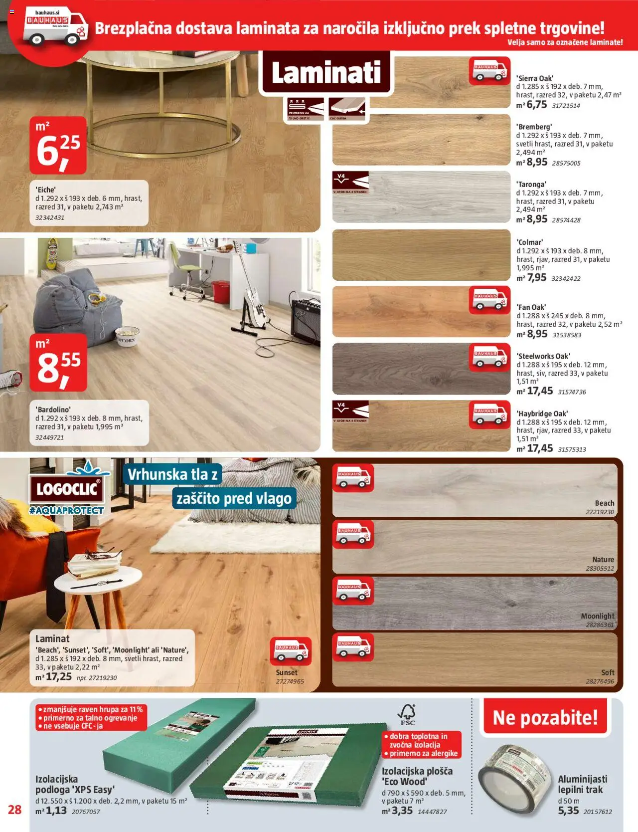 Bauhaus katalog │ velja od 31.07.2025 | Stran: 28 | Izdelki: Laminati, Podloga