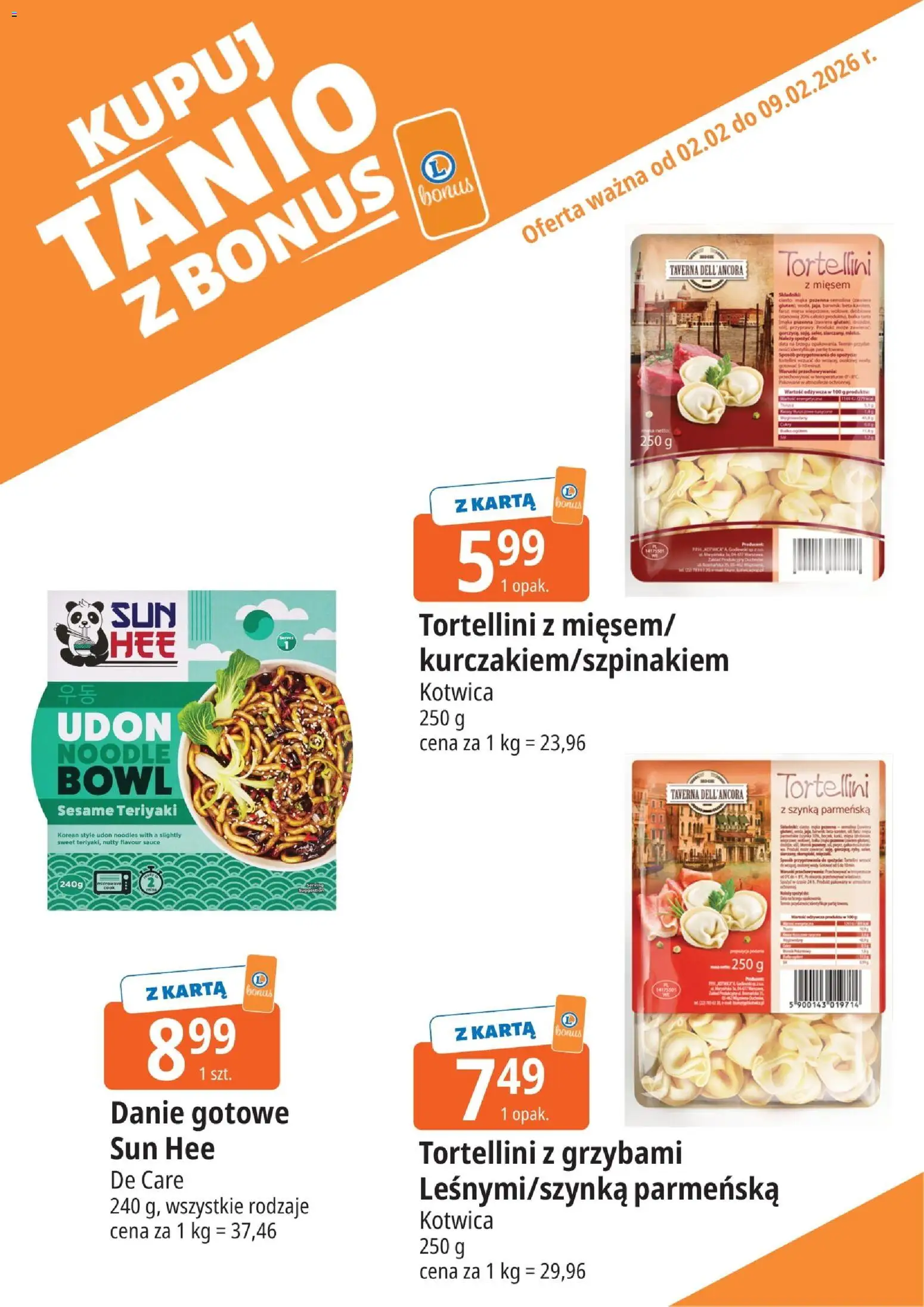 E.Leclerc Gazetka - Zielona Góra od 02.02.2026 | Strona: 4 | Produkty: Karta, Tortellini, Szynka, Tortellini z grzybami