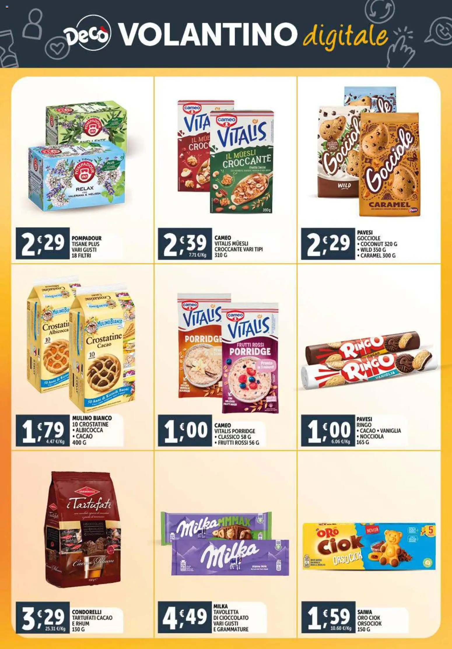 Volantino Decò del 28.10.2025 | Pagina: 26 | Prodotti: Muesli, Valeriana, Frutta, Crostatine
