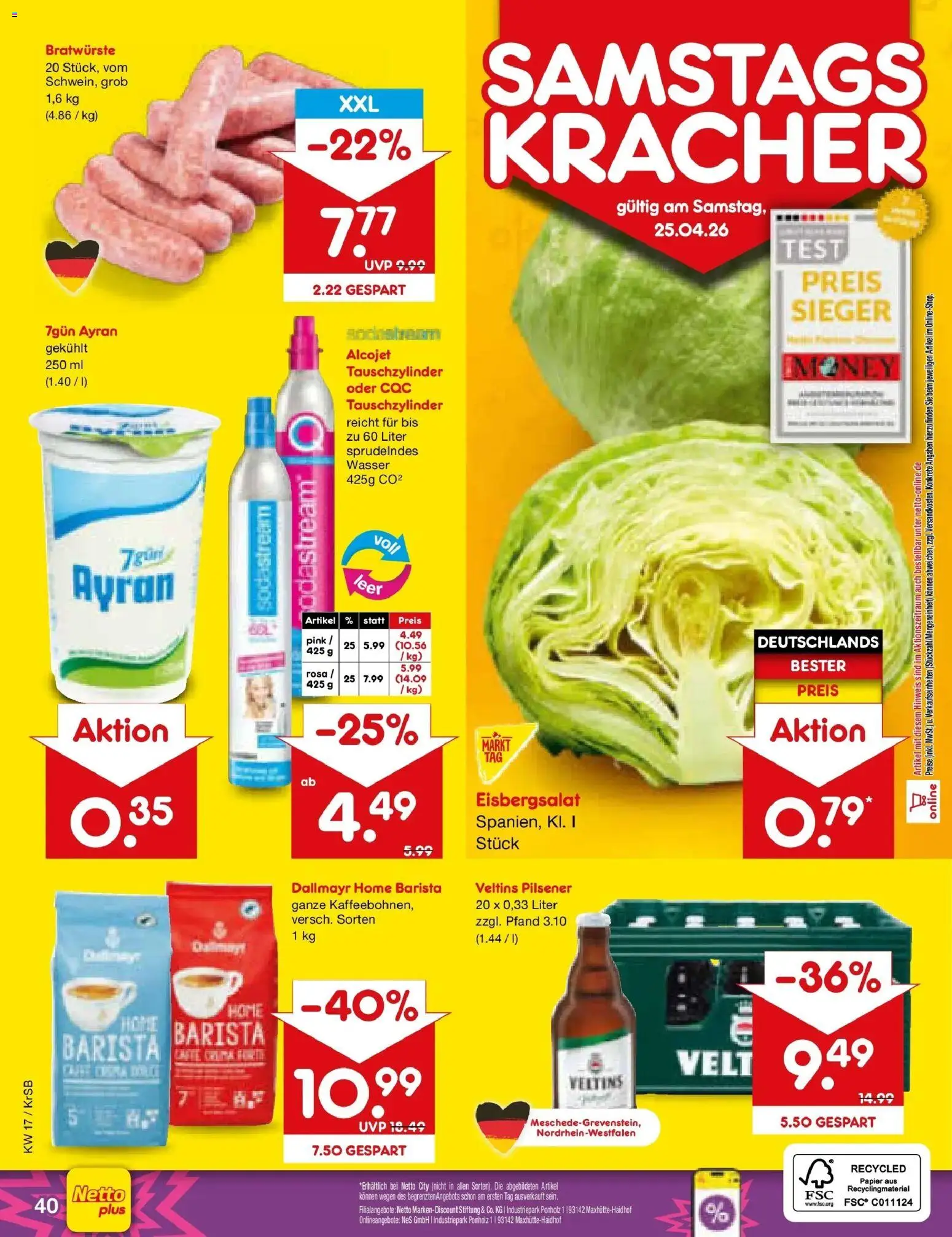 Netto Marken-Discount Prospekt Jüchen	 – gültig ab 20.04.2026 | Seite: 56 | Produkte: Eisbergsalat, Dallmayr, Veltins, Sodastream
