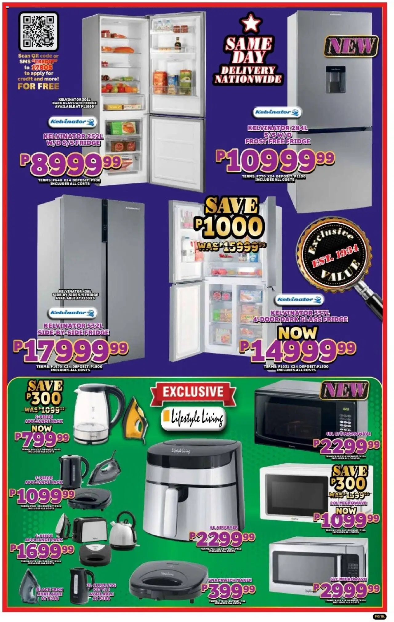 New Lewis Stores catalogue – valid from 01.10.2025 | Page: 19 | Products: Iron, Fridge, Microwave