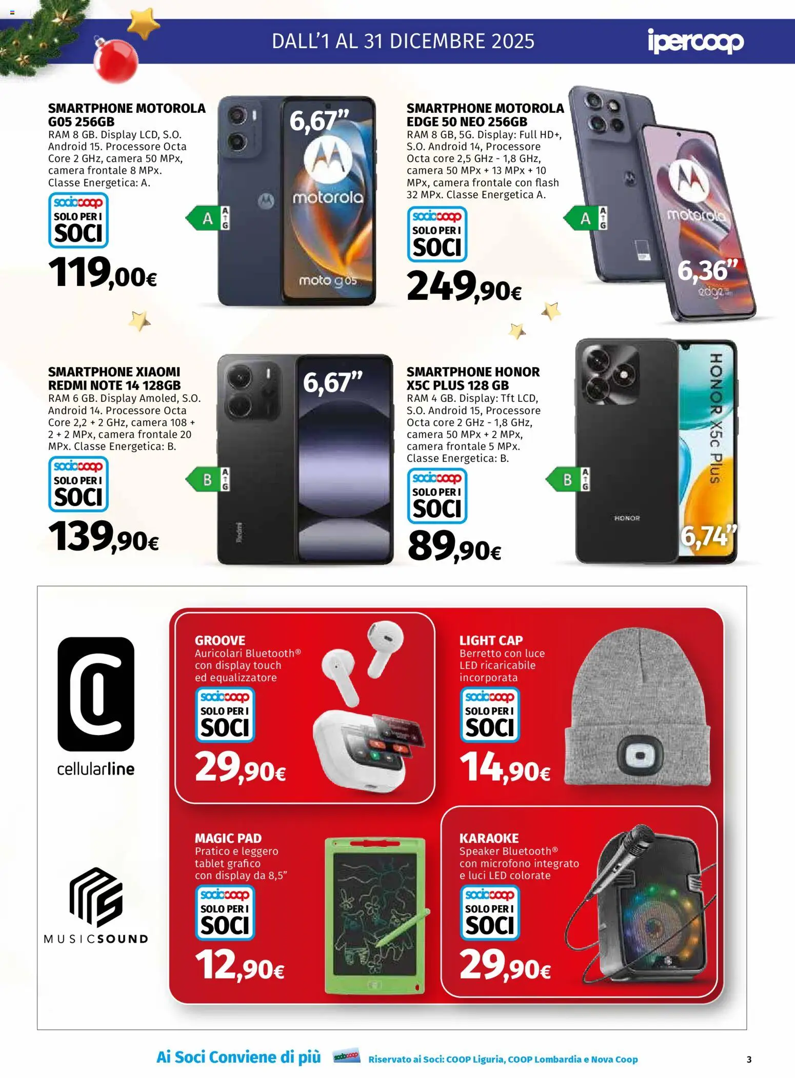 Volantino Ipercoop del 01.12.2025 | Pagina: 3 | Prodotti: Auricolari, Xiaomi, Tablet, Speaker