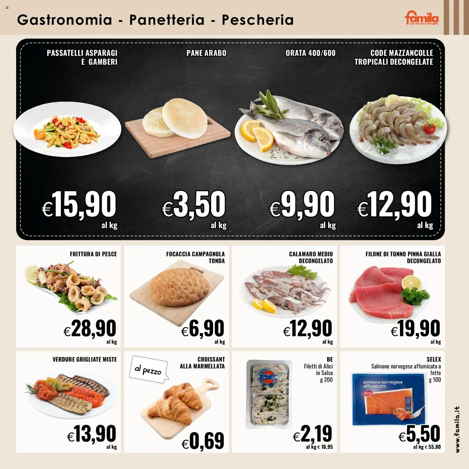 Volantino Famila del 19.02.2026 | Pagina: 5 | Prodotti: Pane, Gamberi, Focaccia, Alici