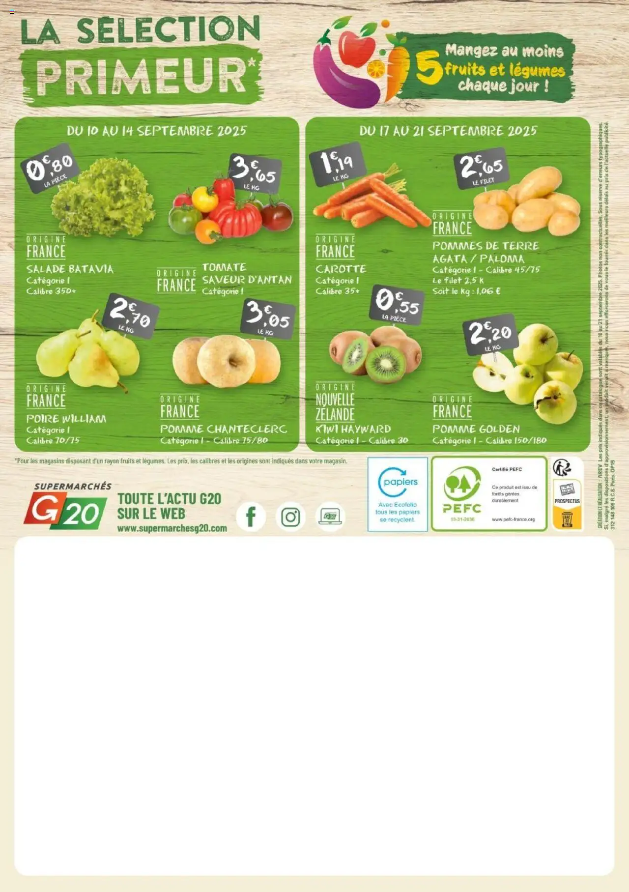  | Page: 20 | Produits: Salade, Poire, Pommes, Pommes de terre