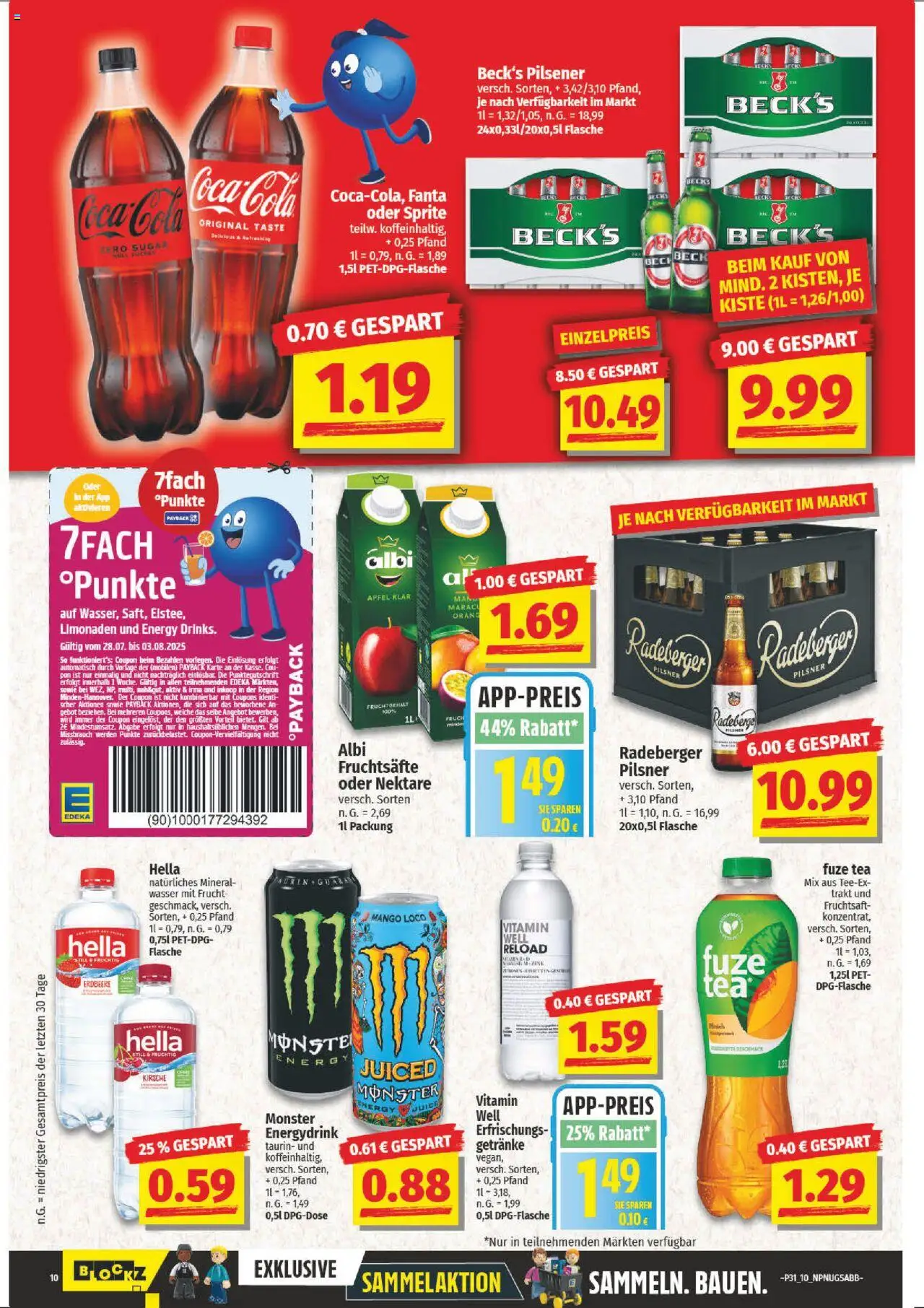 NP Discount Prospekt 	 - gültig ab dem 28.07.2025 | Seite: 10 | Produkte: Coca cola, Fanta, Cola, Wasser