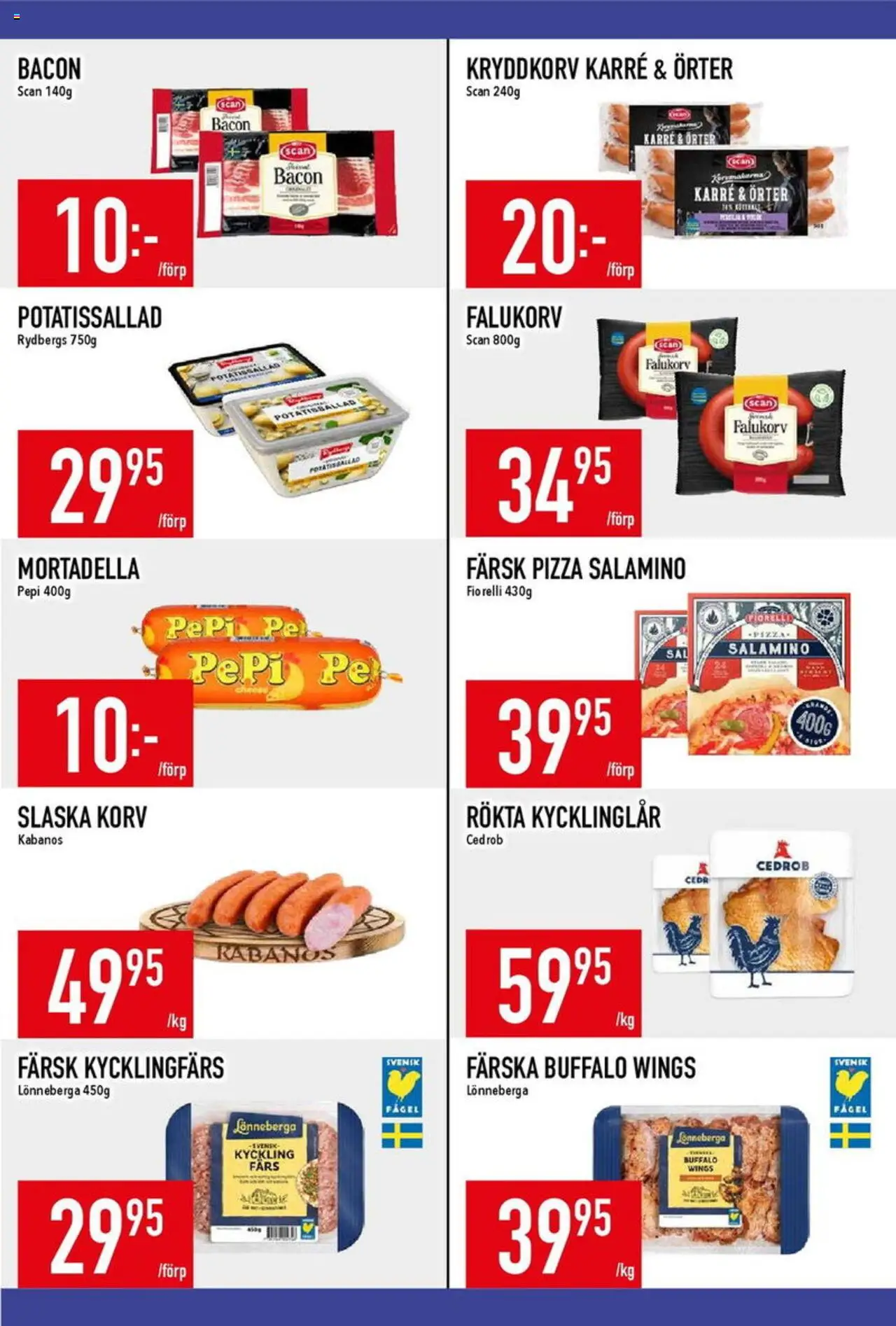 Matdax reklamblad aktuell från 23.06.2025 | Sida: 10 | Produkter: Bacon, Falukorv, Pizza, Potatis