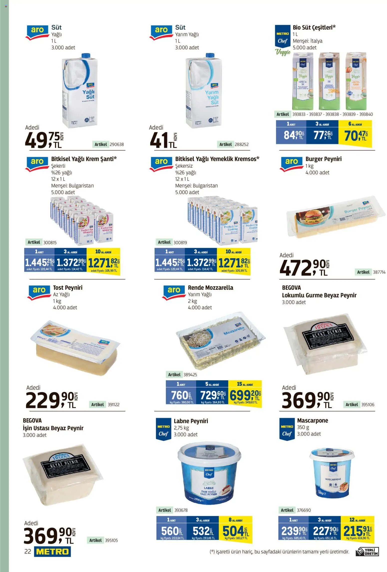 Metro - Kafeler & Pastaneler Kataloğu - 22.04.2026 tarihinden itibaren geçerlidir | Sayfa: 22 | Ürünler: Krem, Süt, Peynir, Şal