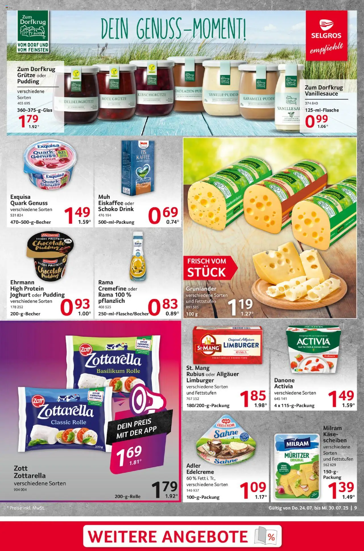 Selgros Prospekt 	 - gültig ab dem 24.07.2025 | Seite: 9 | Produkte: Milch, Joghurt, Pudding, Sahne