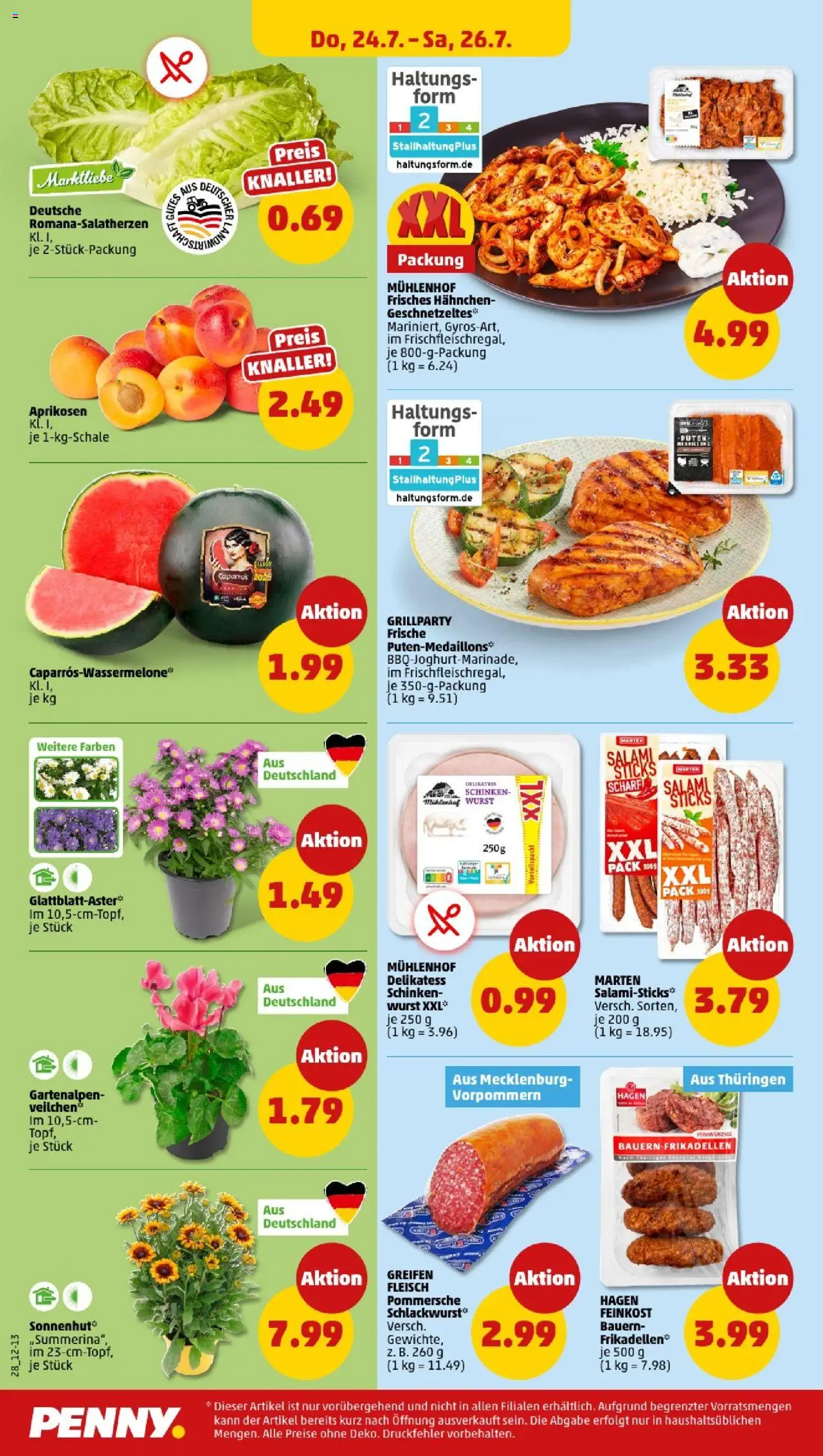 Penny - Sachsen  - gültig ab dem 21.07.2025 | Seite: 28 | Produkte: Hahnchen, Wurst, Schinken, Fleisch