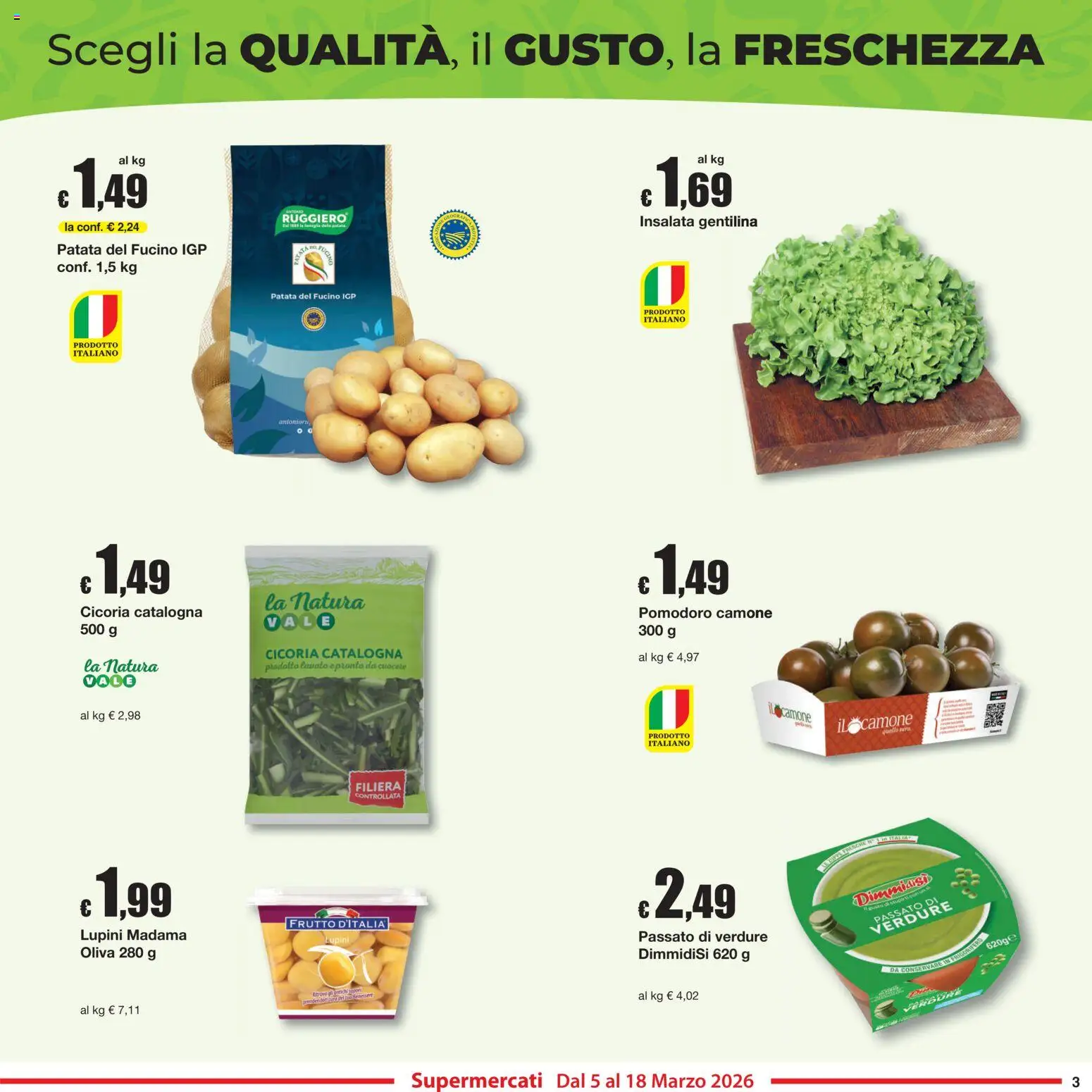 Volantino Sì con Te del 05.03.2026 | Pagina: 3 | Prodotti: Lupini, Verdure, Pomodoro, Frigorifero
