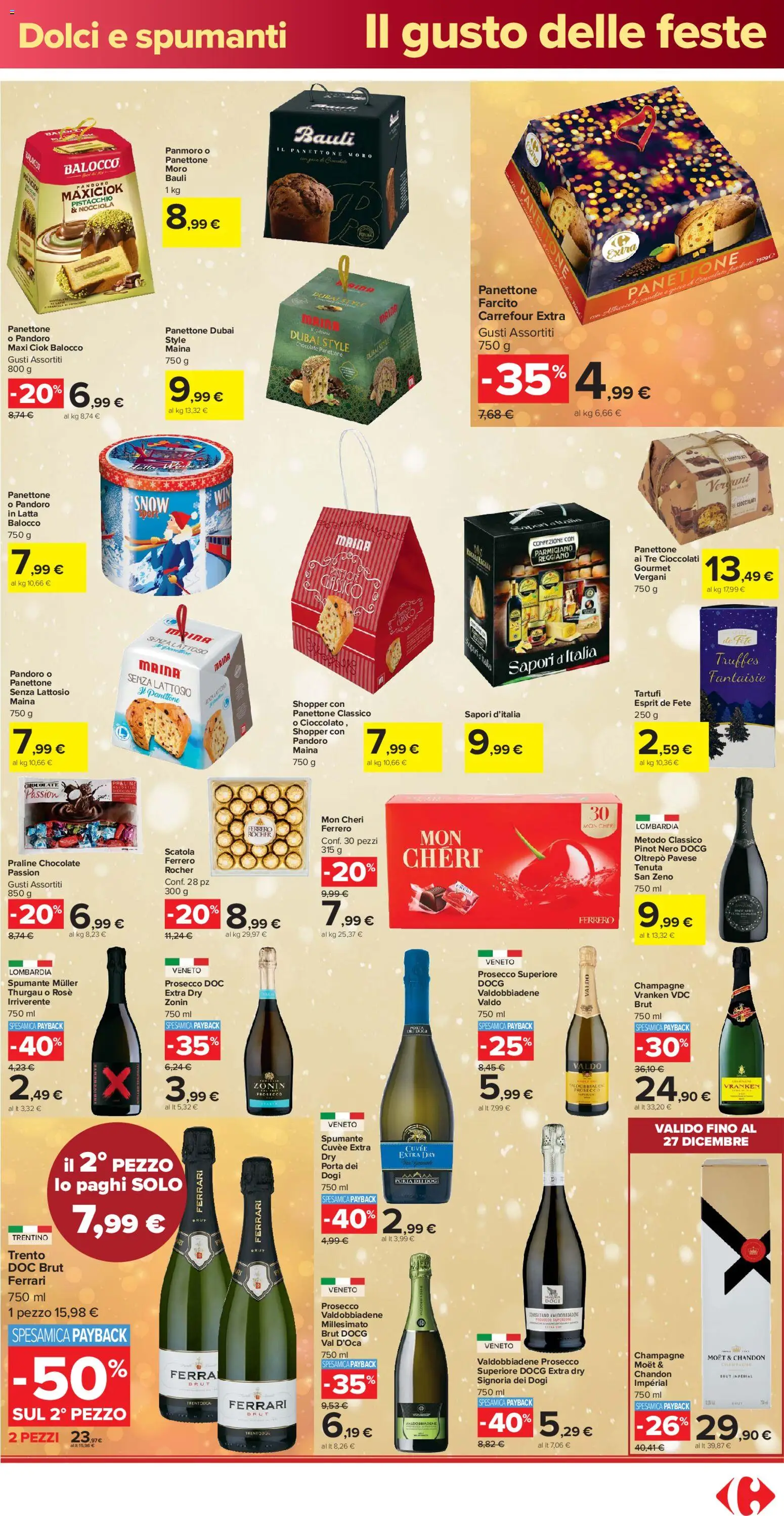 Volantino Carrefour del 16.12.2025 | Pagina: 3 | Prodotti: Cioccolato, Prosecco, Parmigiano, Scatola