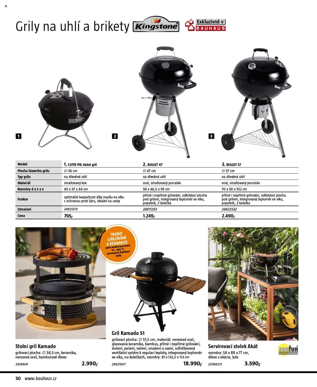 Bauhaus katalog Grilování od 26.06.2025 | Strana: 30 | Produkty: Dřevěné uhlí, Stolní gril, Teploměr, Stolek