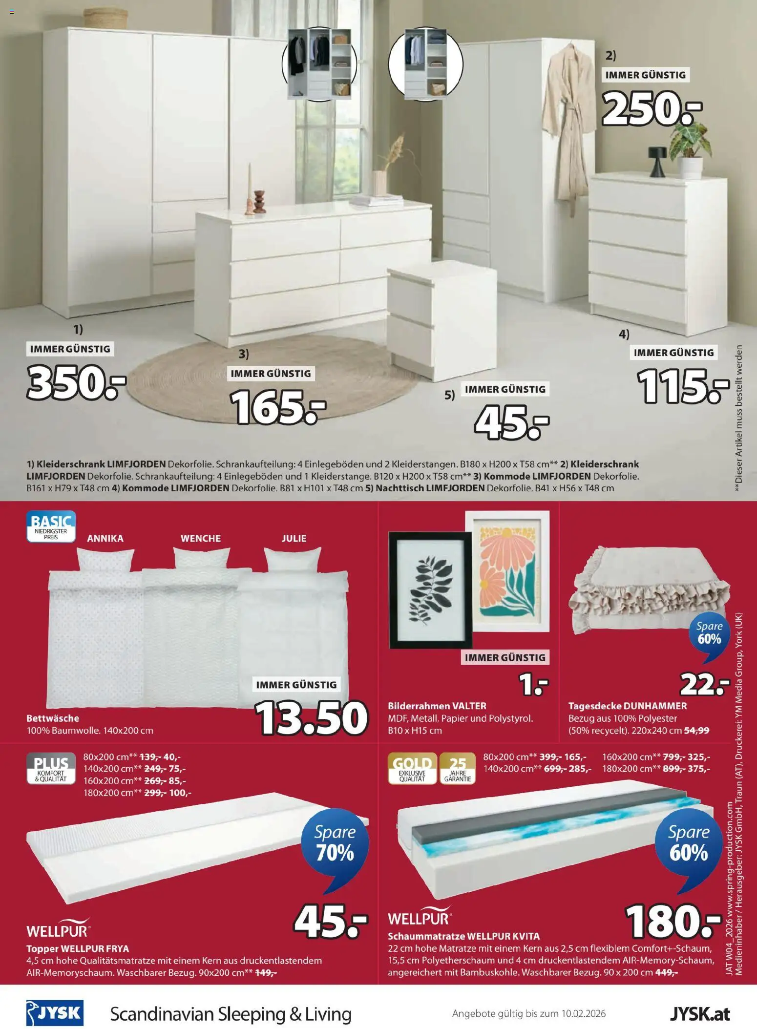 JYSK Angebote gültig ab 19.01.2026 | Seite: 12 | Produkte: Matratze, Kleiderschrank, Kommode, Nachttisch