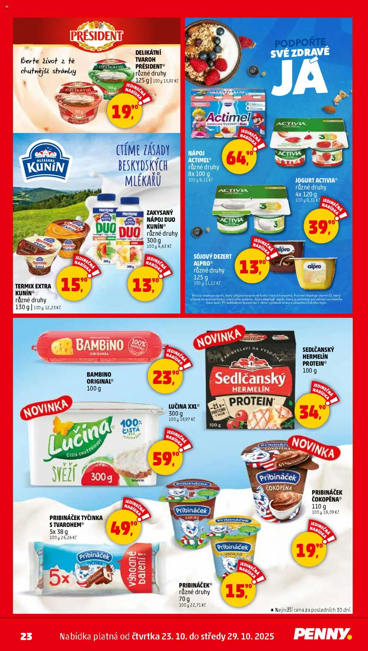 Penny Market leták - Čtvrtečník od 23.10.2025 | Strana: 23 | Produkty: Lučina, Pribináček, Tvaroh, Termix