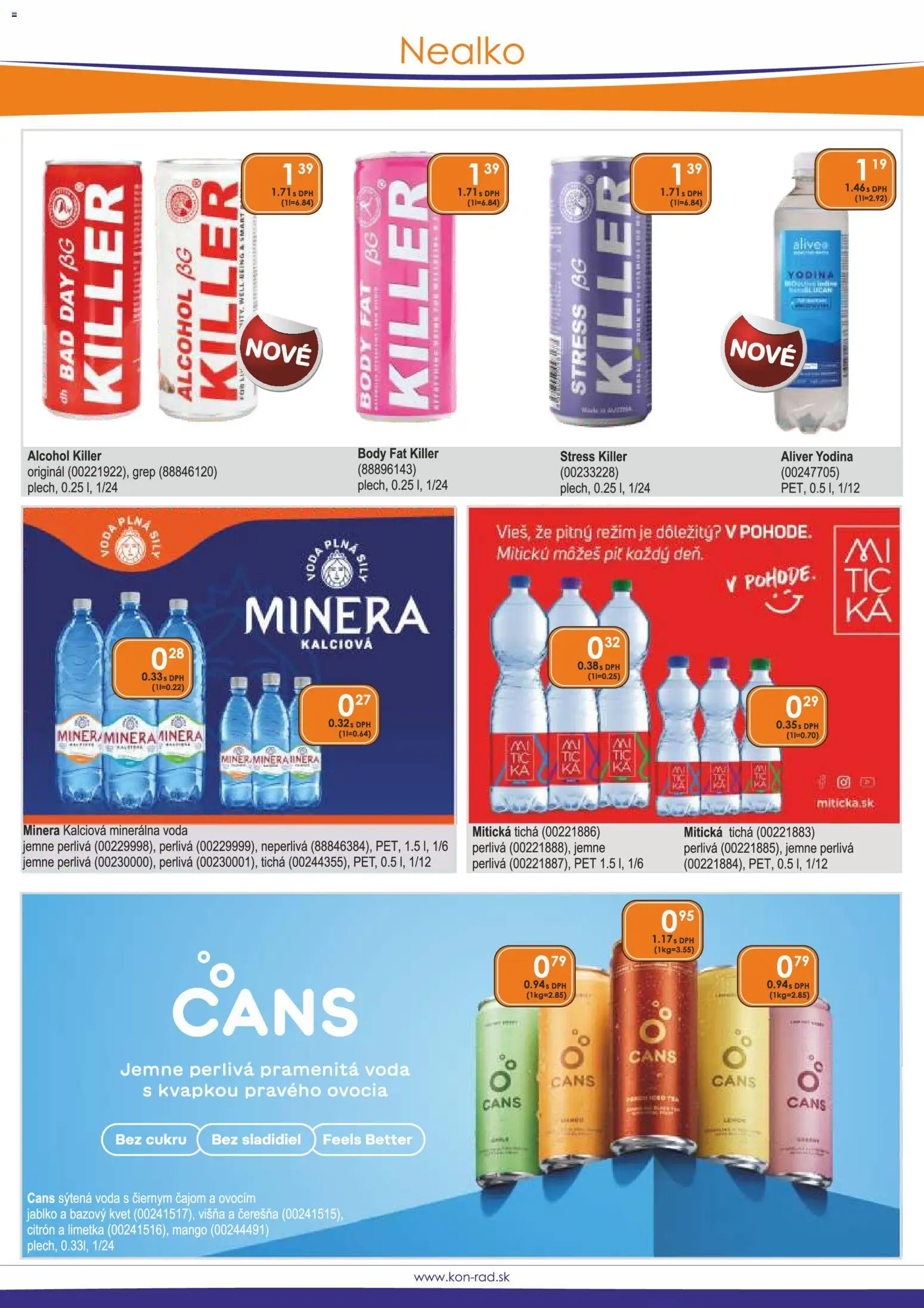 Nové KON - RAD akcie – leták je platný od 01.05.2026 | Strana: 29 | Produkty: Voda, Minerálna voda, Mango, Grep