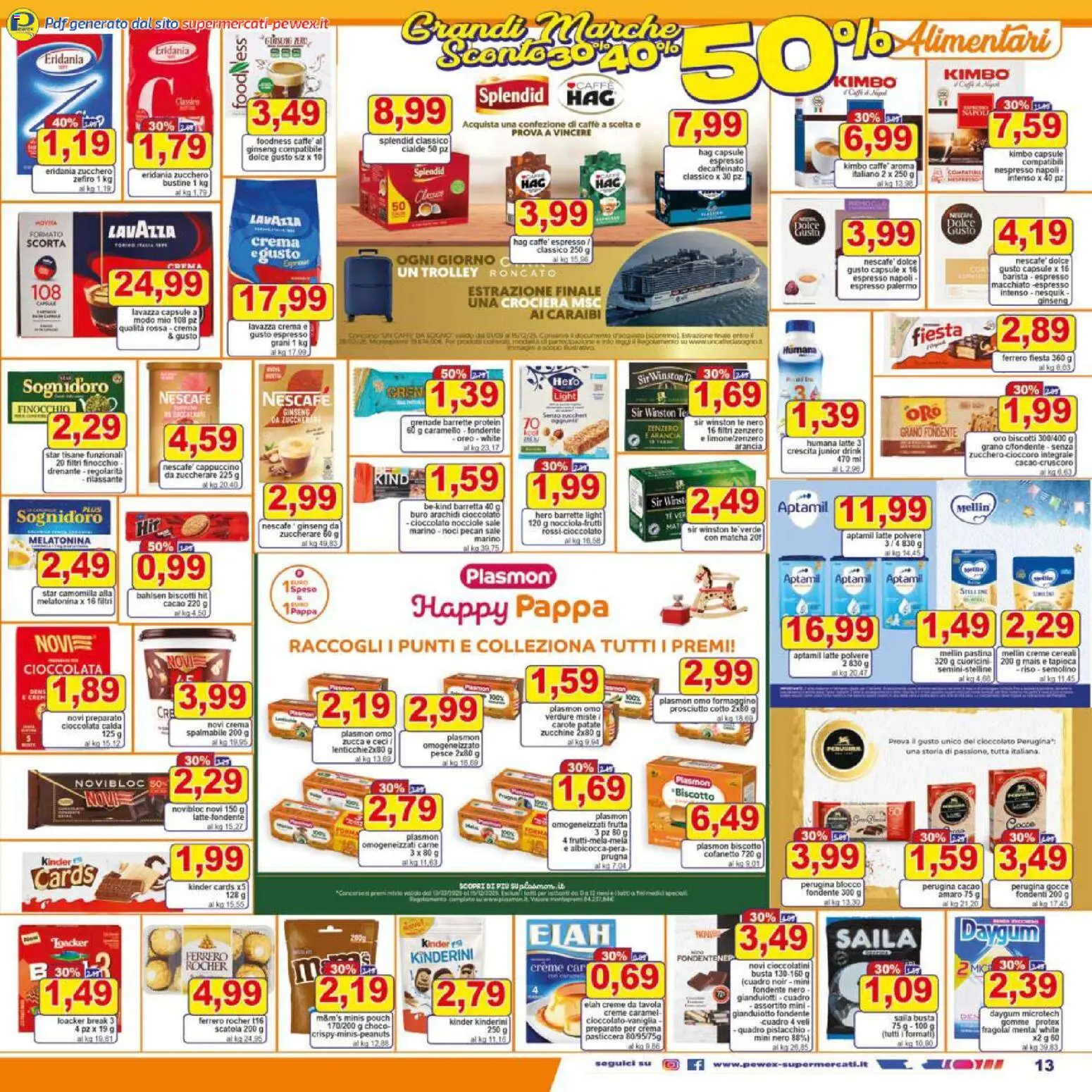 Volantino Pewex del 07.11.2025 | Pagina: 13 | Prodotti: Cioccolato, Riso, Cereali, Scatola