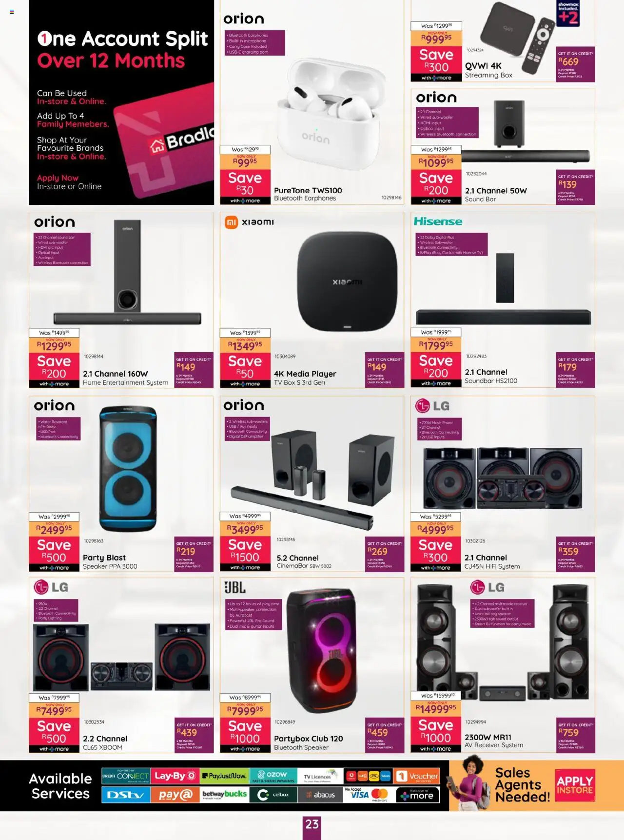 New Bradlows catalogue – valid from 18.09.2025 | Page: 23 | Products: Earphones, Radio, Box, Soundbar