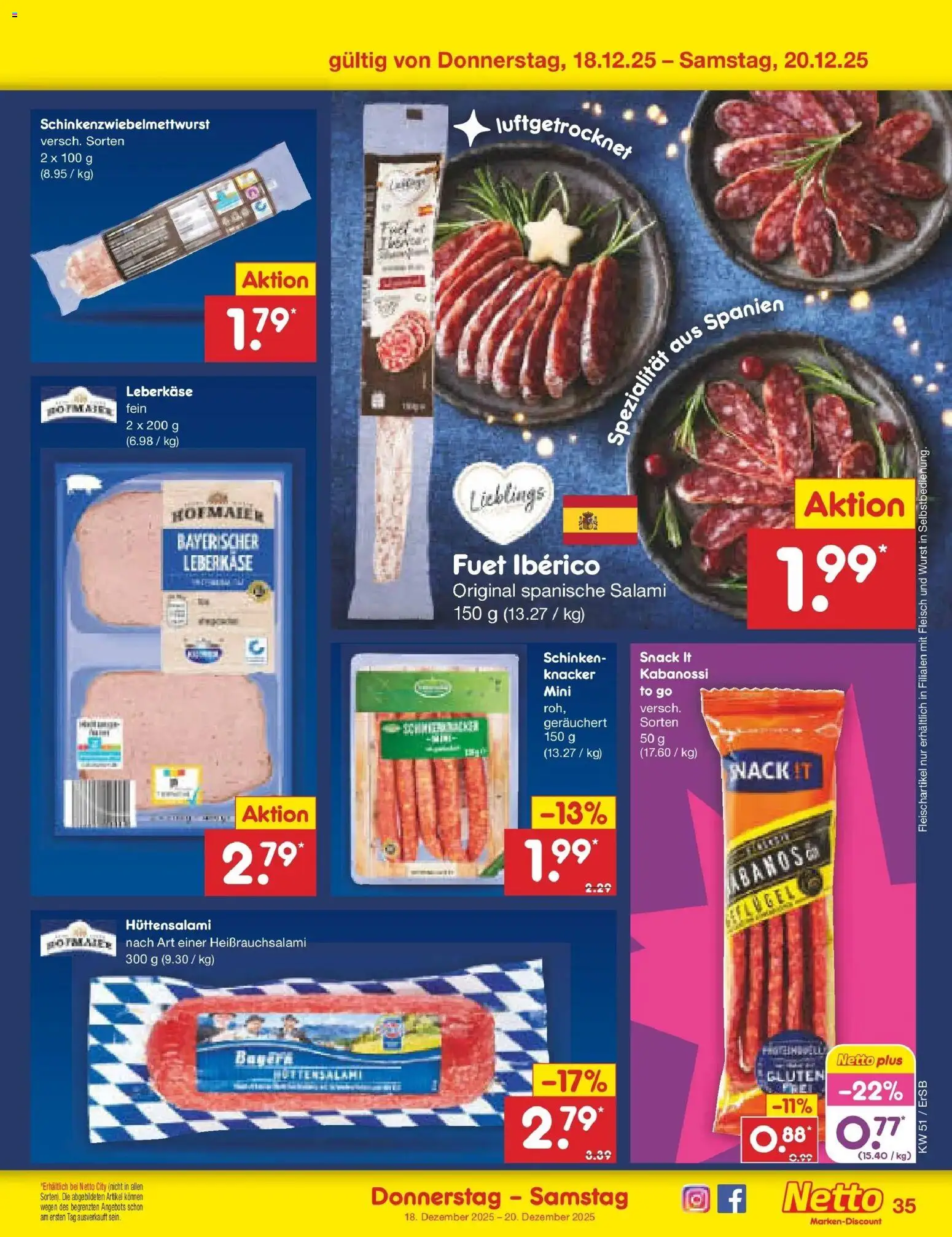 Netto Marken-Discount prospekt Nordhausen	 – gültig ab 15.12.2025 | Seite: 47 | Produkte: Wurst, Salami, Fleisch, Leberkase