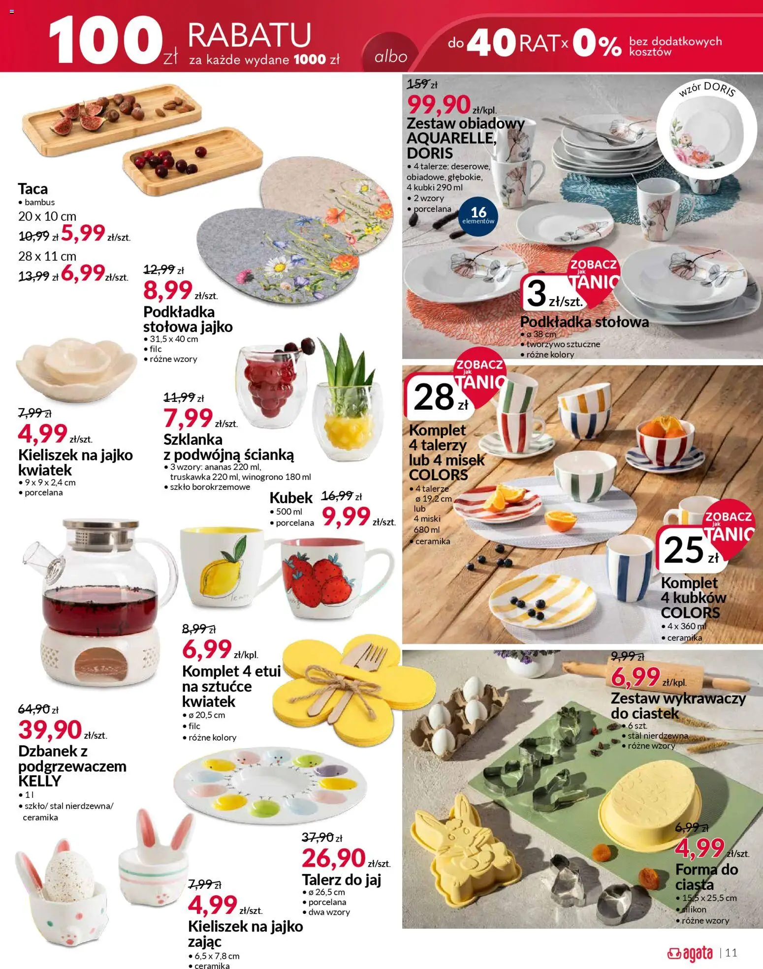 Salony Agata gazetka od 11.03.2026 | Strona: 11 | Produkty: Winogrono, Talerze, Ananas, Sztućce