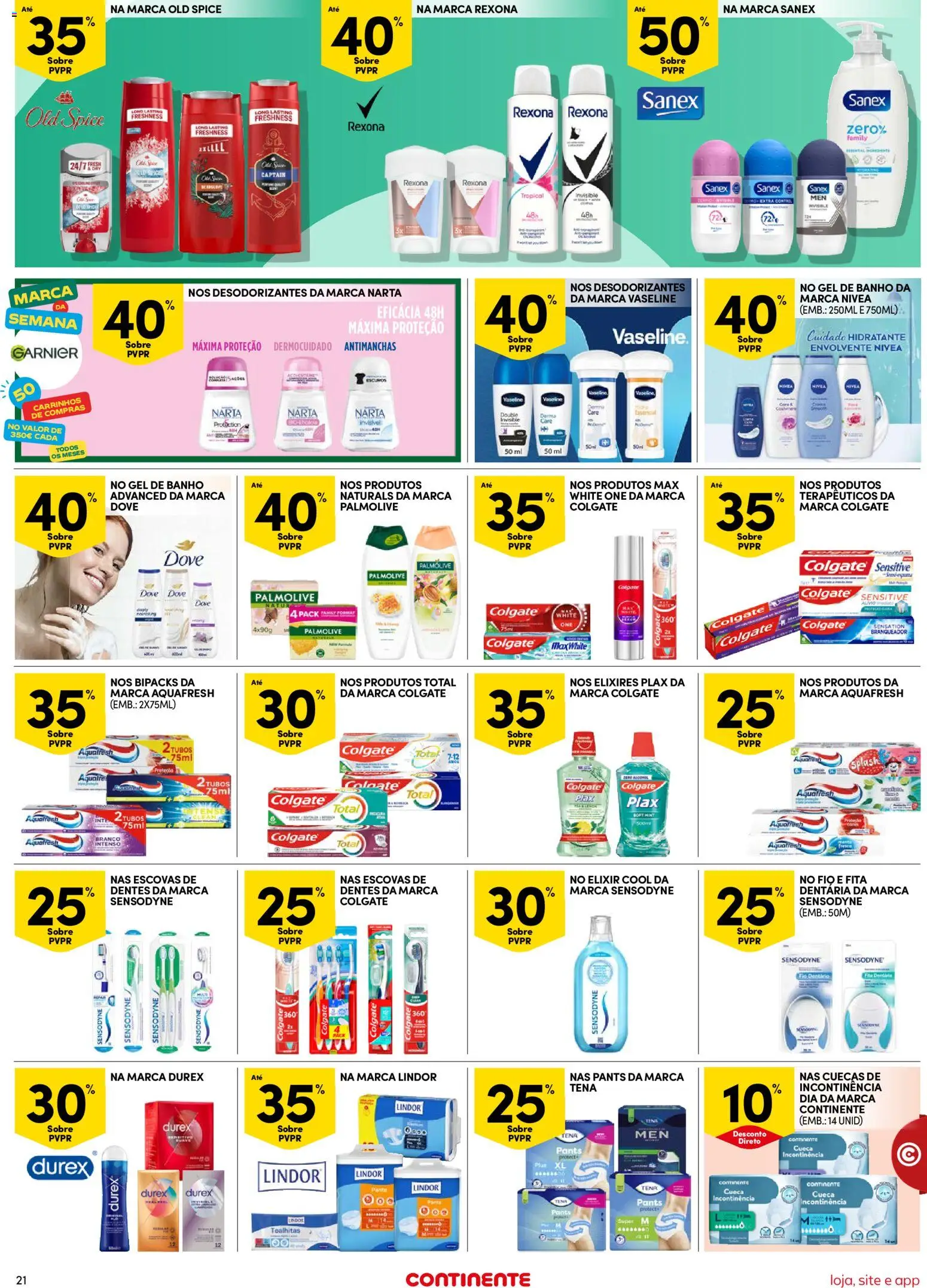 Continente Semanal Continente Bom Dia │ válido de 07.04.2026 | Página: 21 | Produtos: Gel de banho, Banho, Cuecas