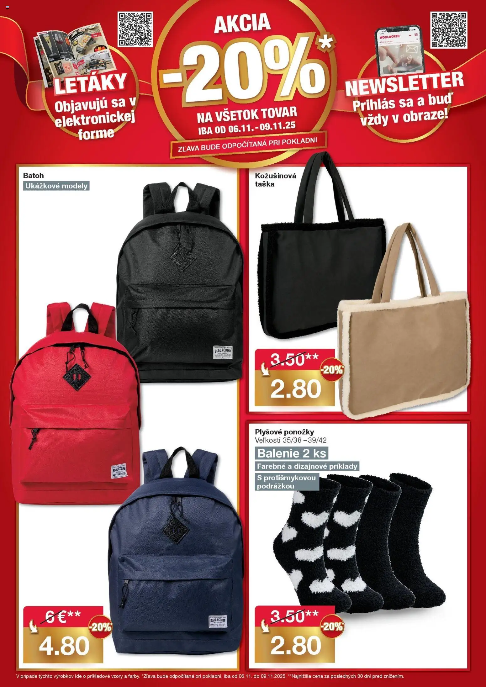 Woolworth Ahoj Ružomberok od 30.10.2025 » aktuálna akcia | Strana: 4 | Produkty: Ponožky, Batoh, Taška