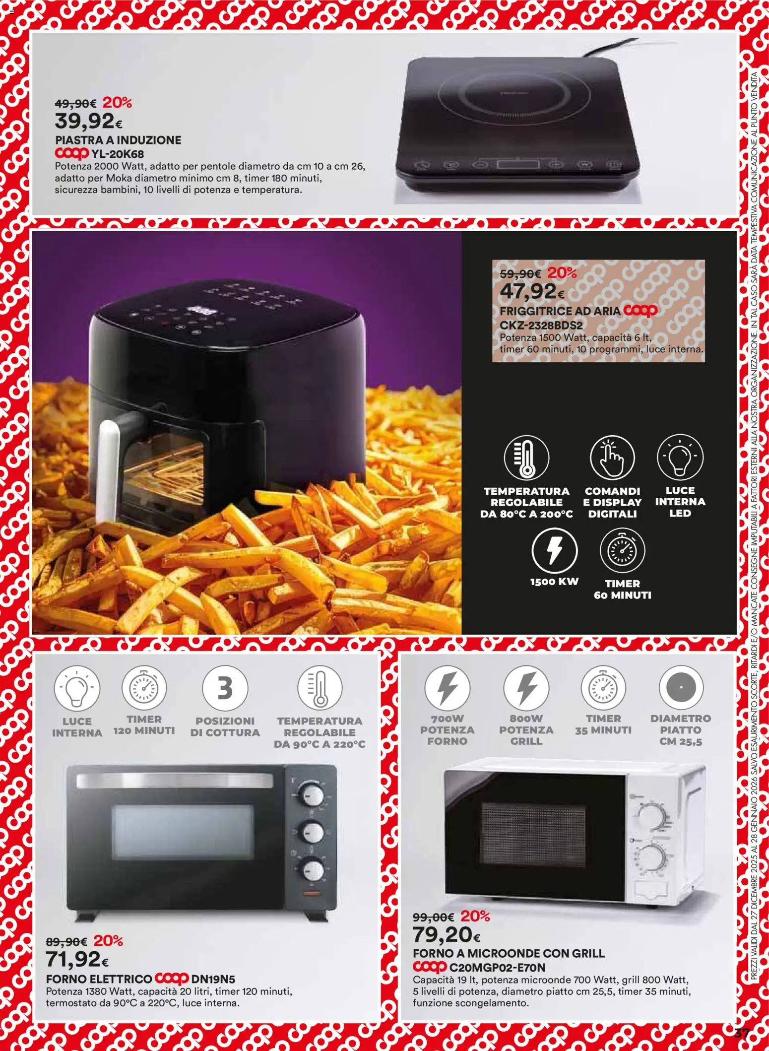 Volantino Ipercoop del 27.12.2025 | Pagina: 37 | Prodotti: Microonde, Forno a microonde, Friggitrice, Forno elettrico