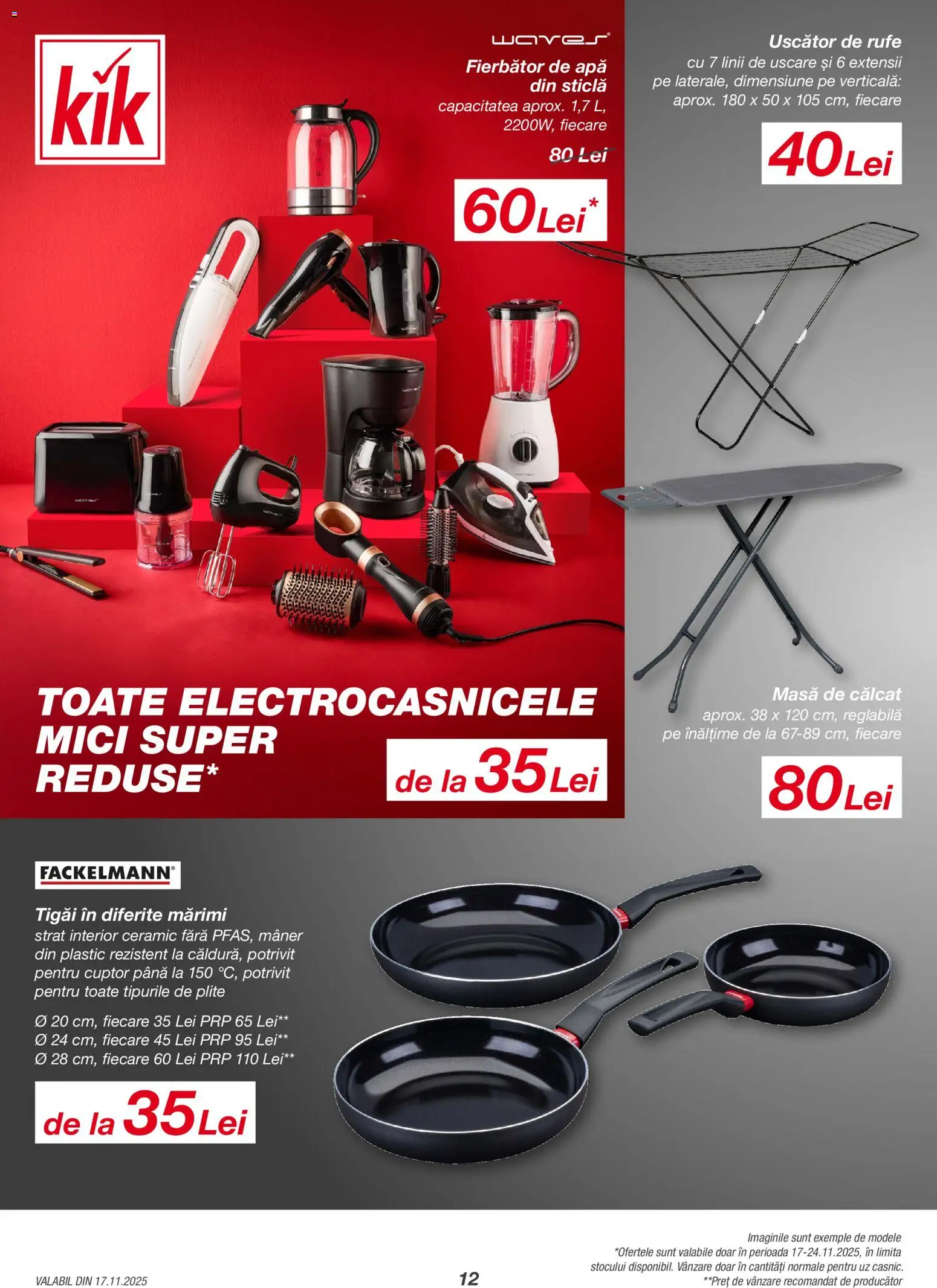 Noul catalog Kik – valabil de la 17.11.2025 | Pagină: 12 | Produse: Uscător, Cuptor, Mici, Apă