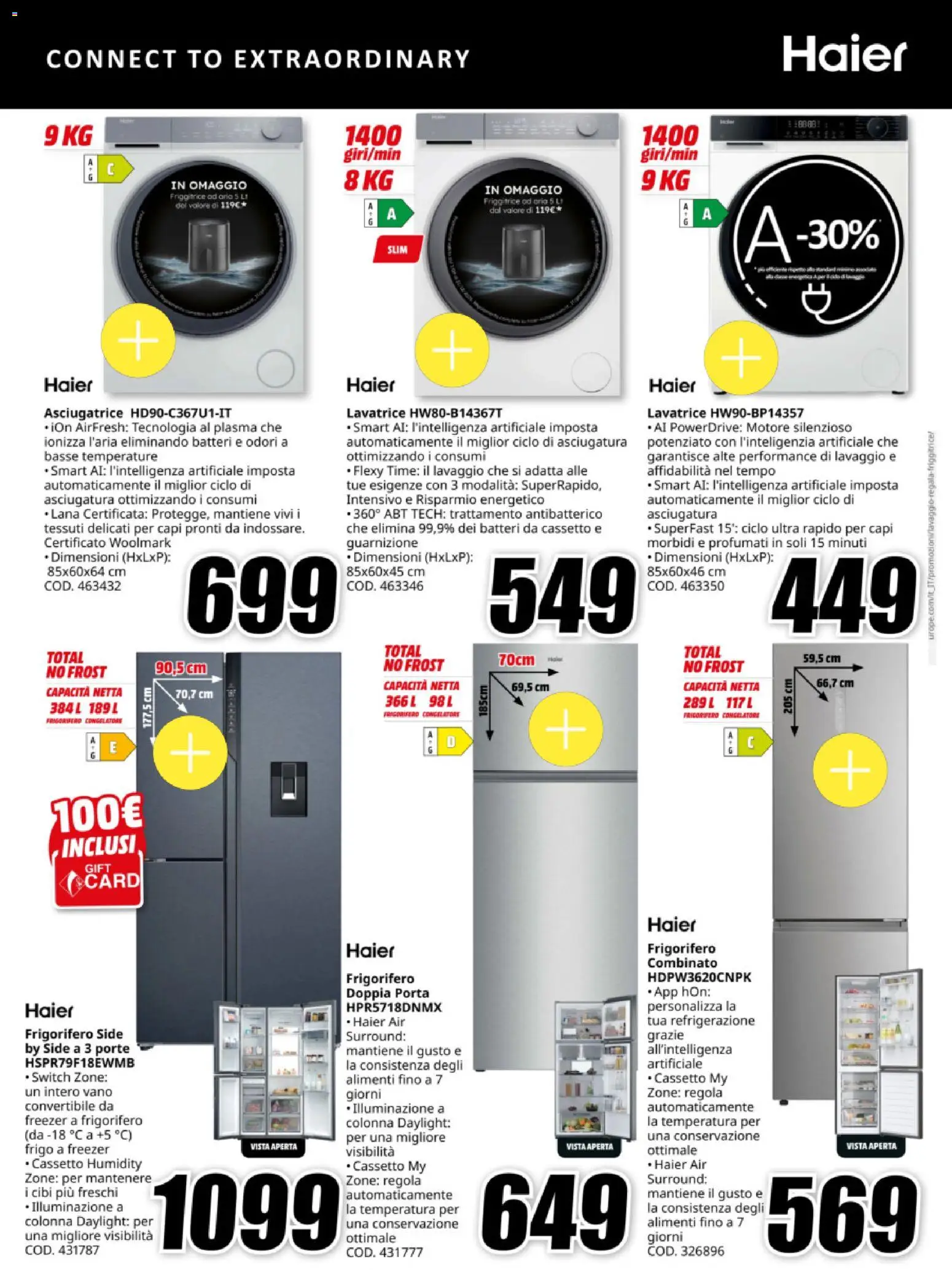 Volantino Media World del 12.11.2025 | Pagina: 6 | Prodotti: Freezer, Lavatrice, Congelatore, Frigorifero combinato