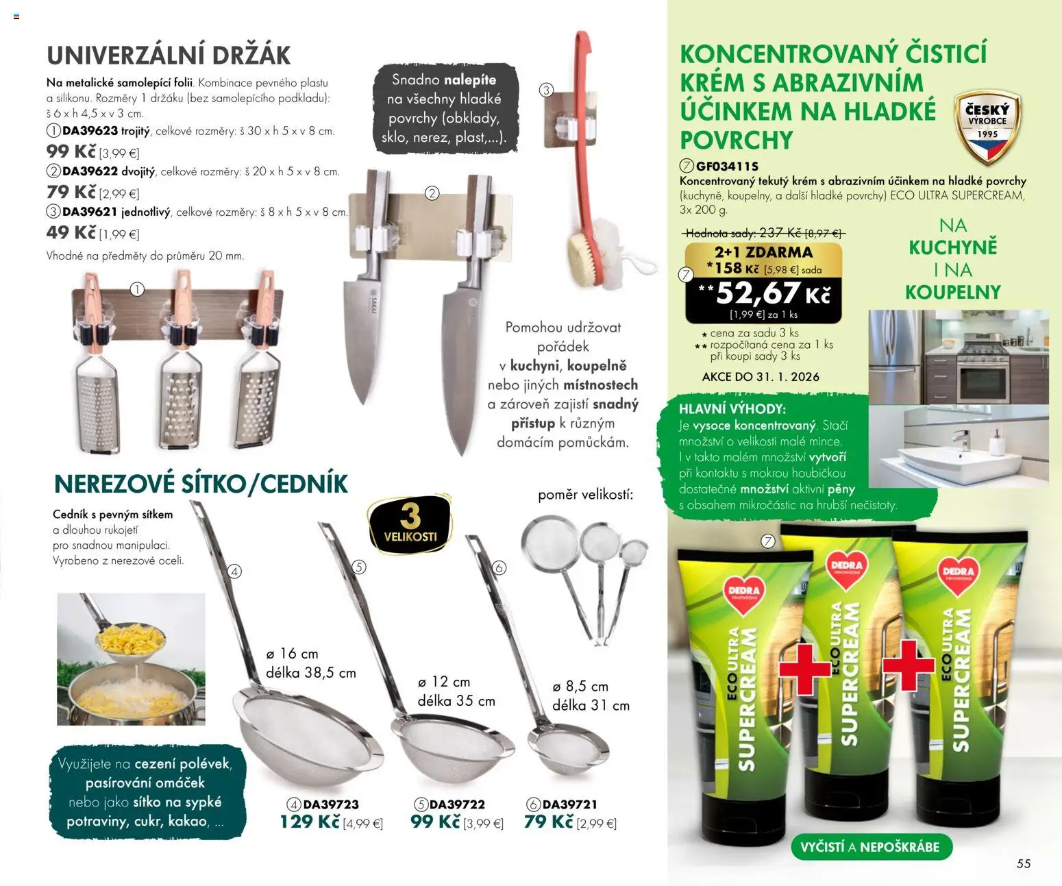 Nové Dedra akcie – leták je platný od 01.01.2026 | Strana: 55 | Produkty: Kuchyne, Krém