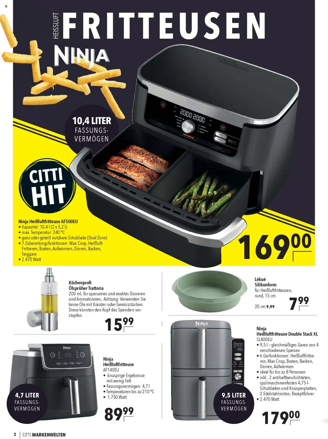 CITTI Markt Markenwelten – gültig ab 24.09.2025 | Seite: 2 | Produkte: Heißluftfritteuse