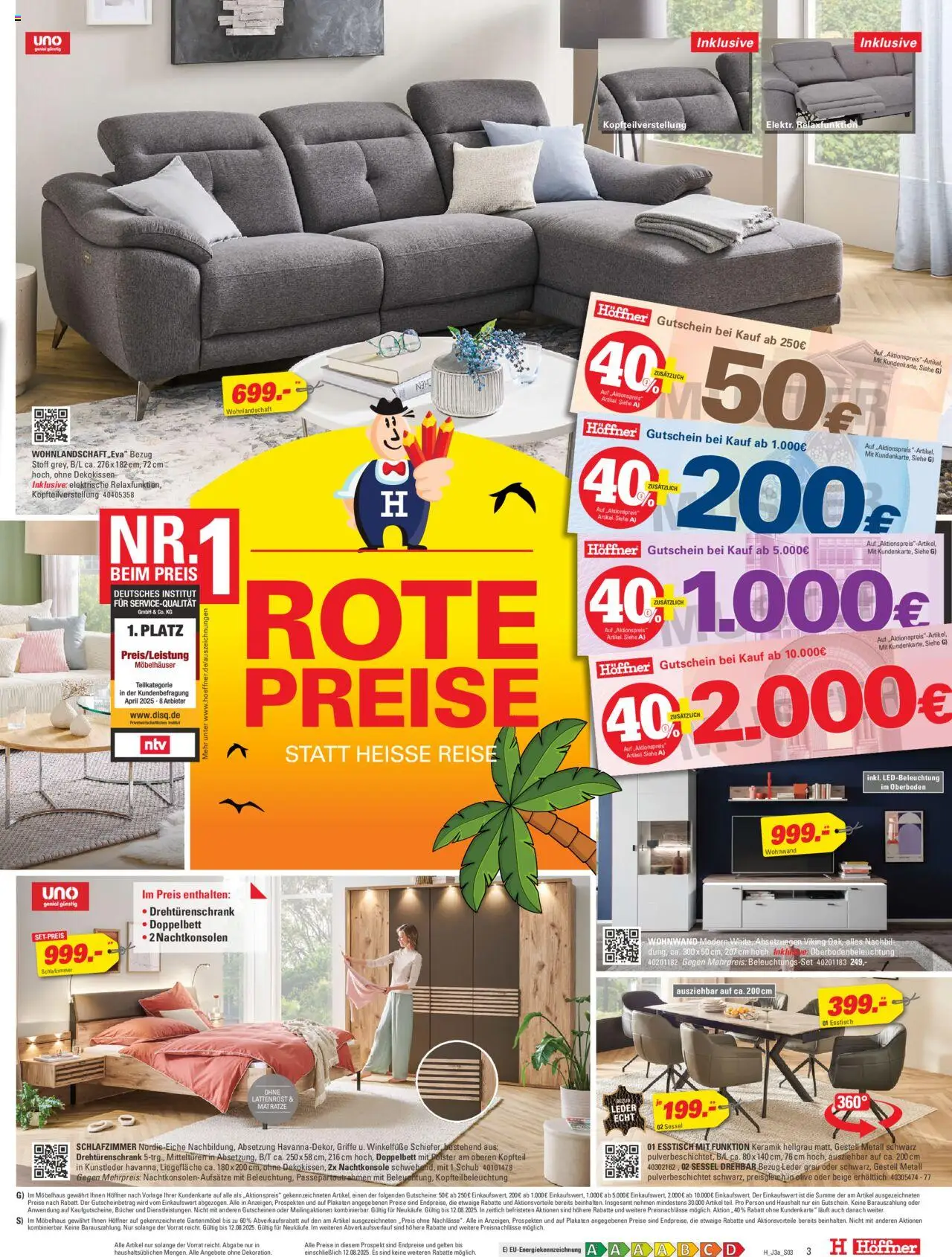 Höffner Prospekt 	 - gültig ab dem 30.07.2025 | Seite: 3 | Produkte: Wohnwand, Esstisch, Drehtürenschrank, Gartenmöbel