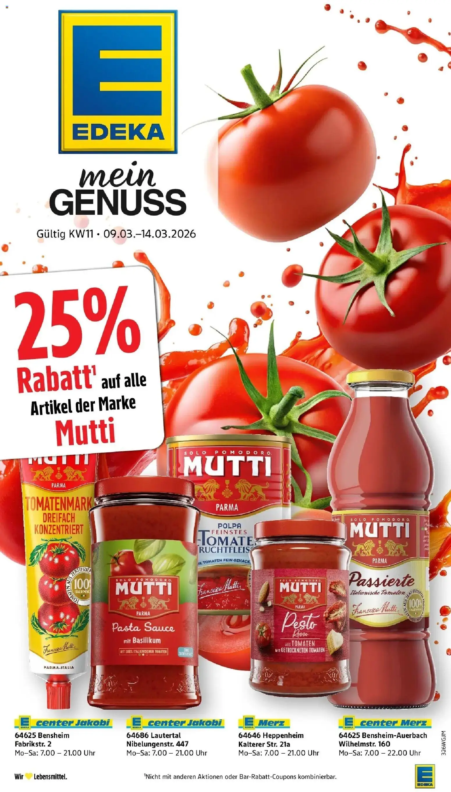 Edeka prospekt Heppenheim	 – gültig ab 09.03.2026 | Seite: 1 | Produkte: Tomaten, Pasta, Uhr