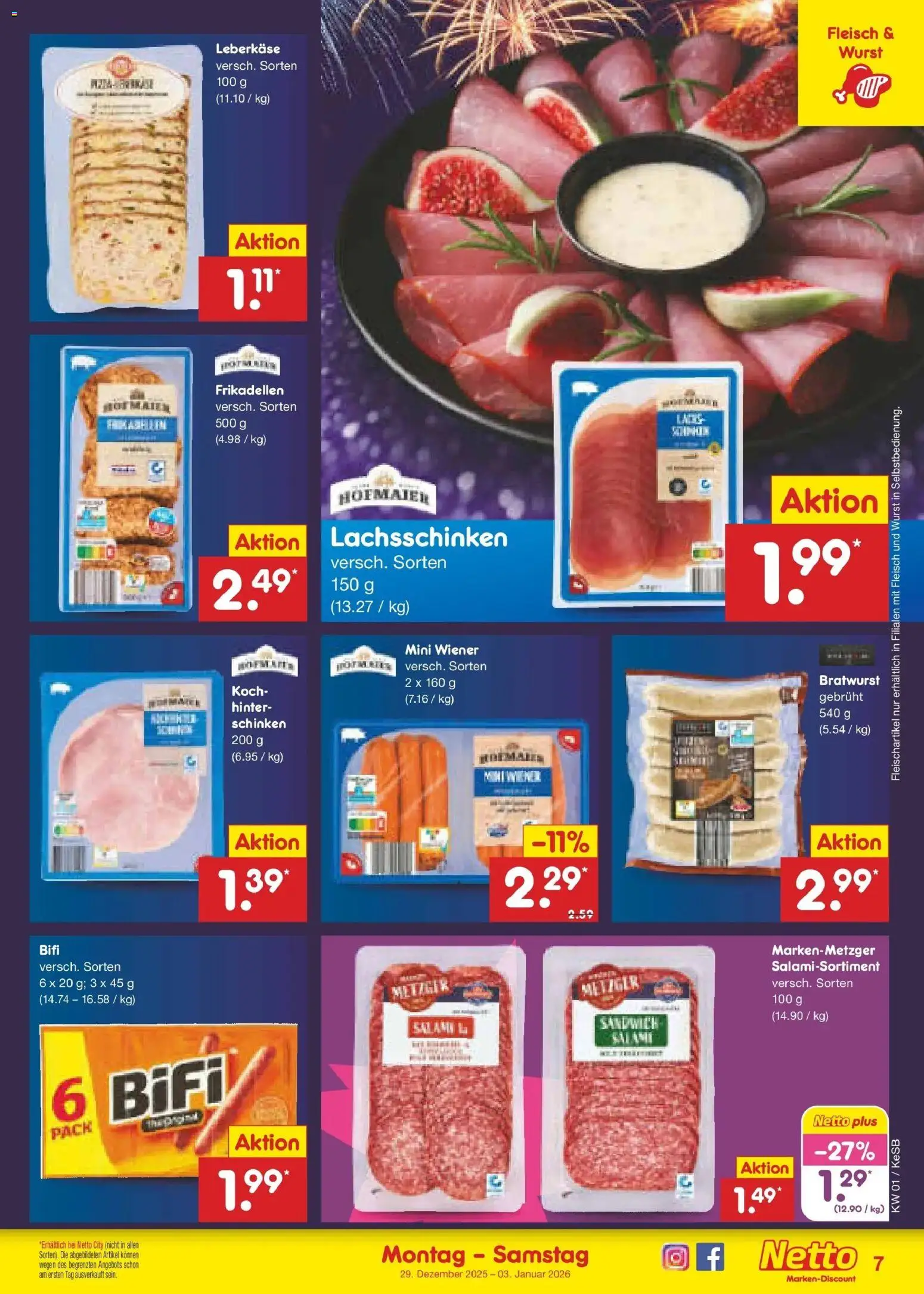 Netto Marken-Discount prospekt Bonn	 – gültig ab 28.12.2025 | Seite: 7 | Produkte: Bifi, Bratwurst, Wurst, Fleisch