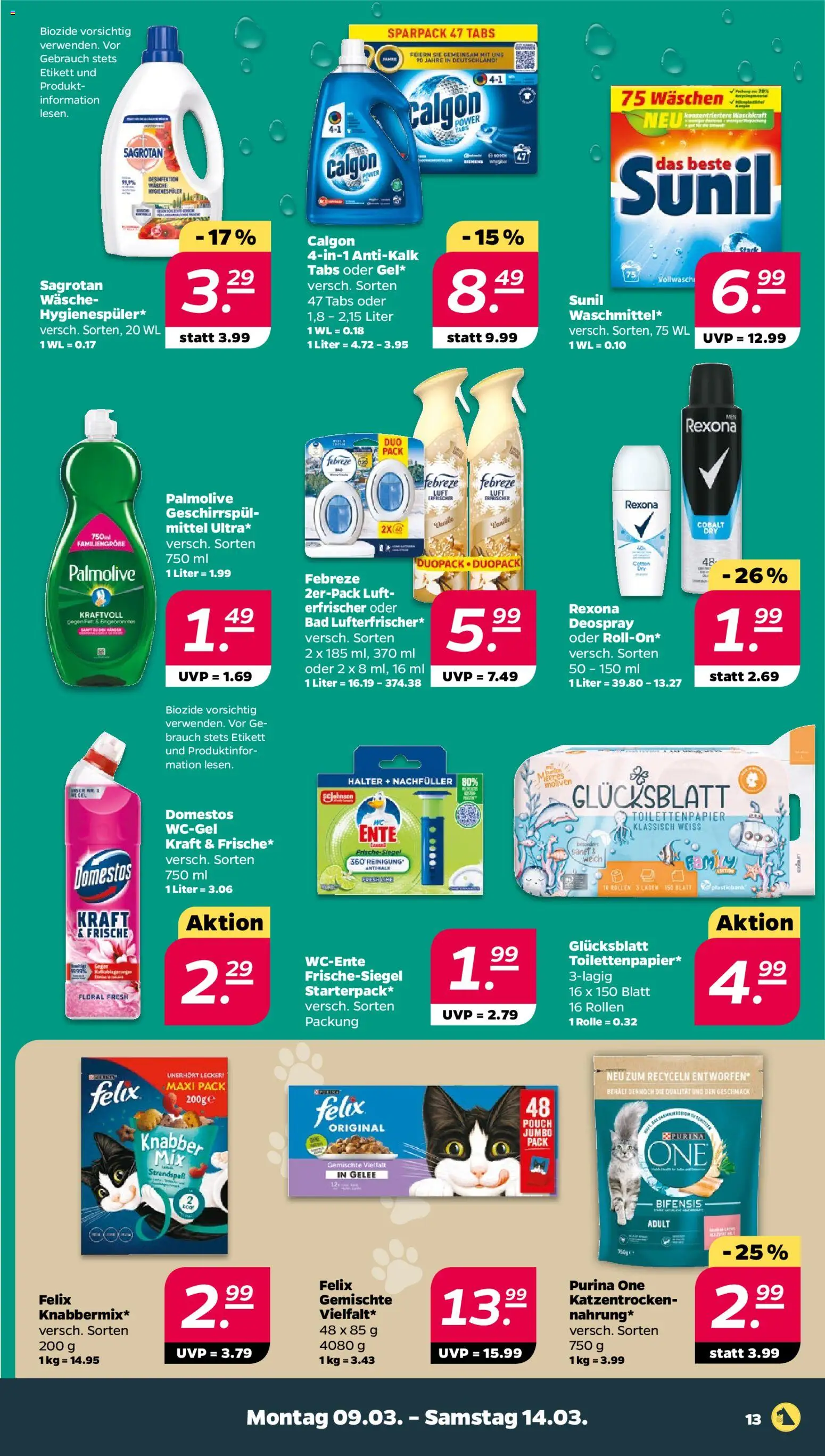 Netto Prospekt 	 – gültig ab 09.03.2026 | Seite: 13 | Produkte: Purina one, Bad, Ente, Toilettenpapier