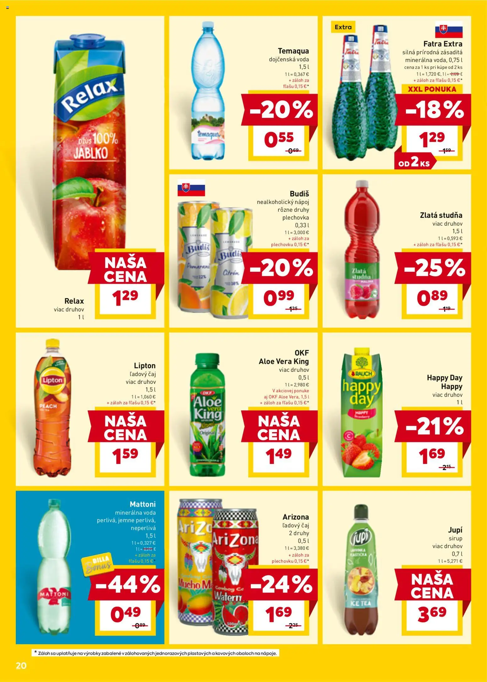 Nové Billa akcie – leták je platný od 25.03.2026 | Strana: 22 | Produkty: Mattoni, Voda, Fatra, Minerálna voda