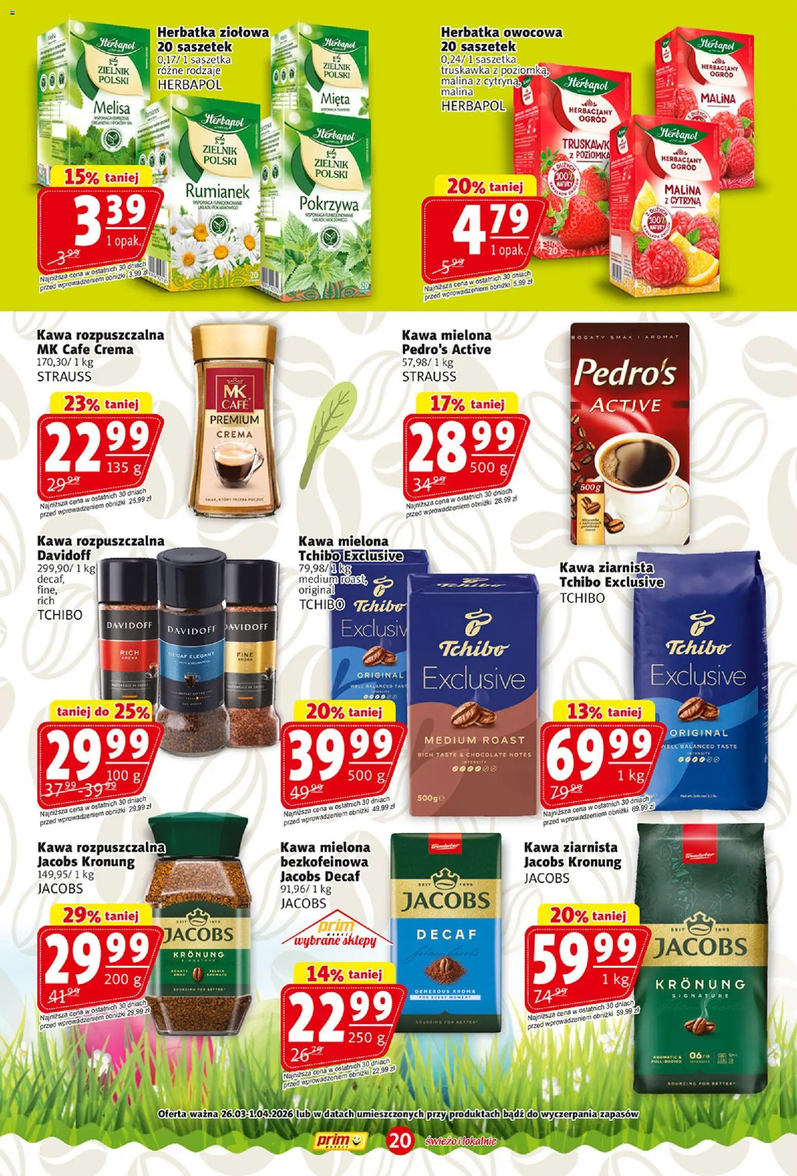 Prim Market gazetka od 26.03.2026 | Strona: 20 | Produkty: Kawa ziarnista, Tchibo, Mięta, Melisa