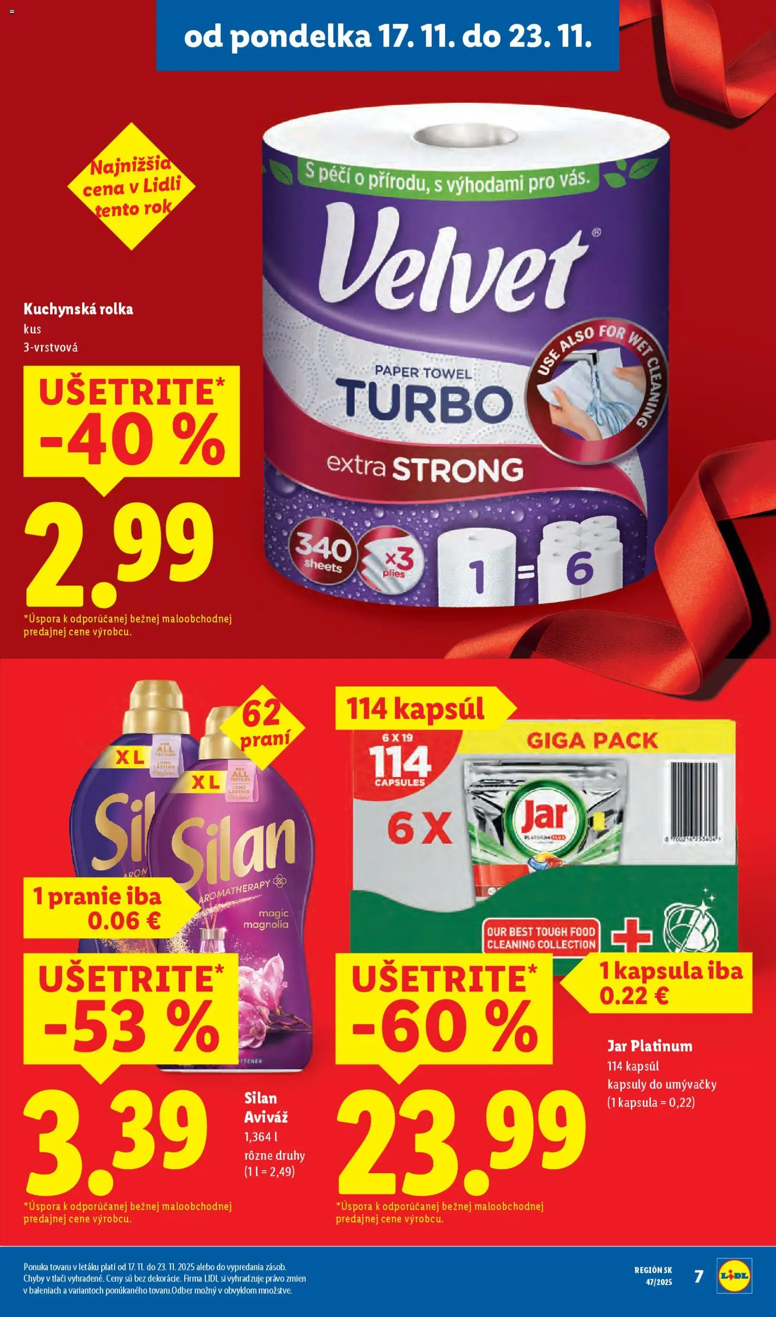 Nové Lidl akcie – leták je platný od 20.11.2025 | Strana: 9 | Produkty: Silan, Aviváž, Jar