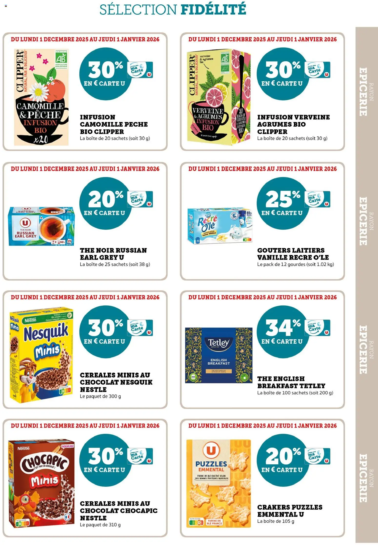 {H1} | Page: 21 | Produits: Farine de ble, Emmental, Chocolat, Céréales