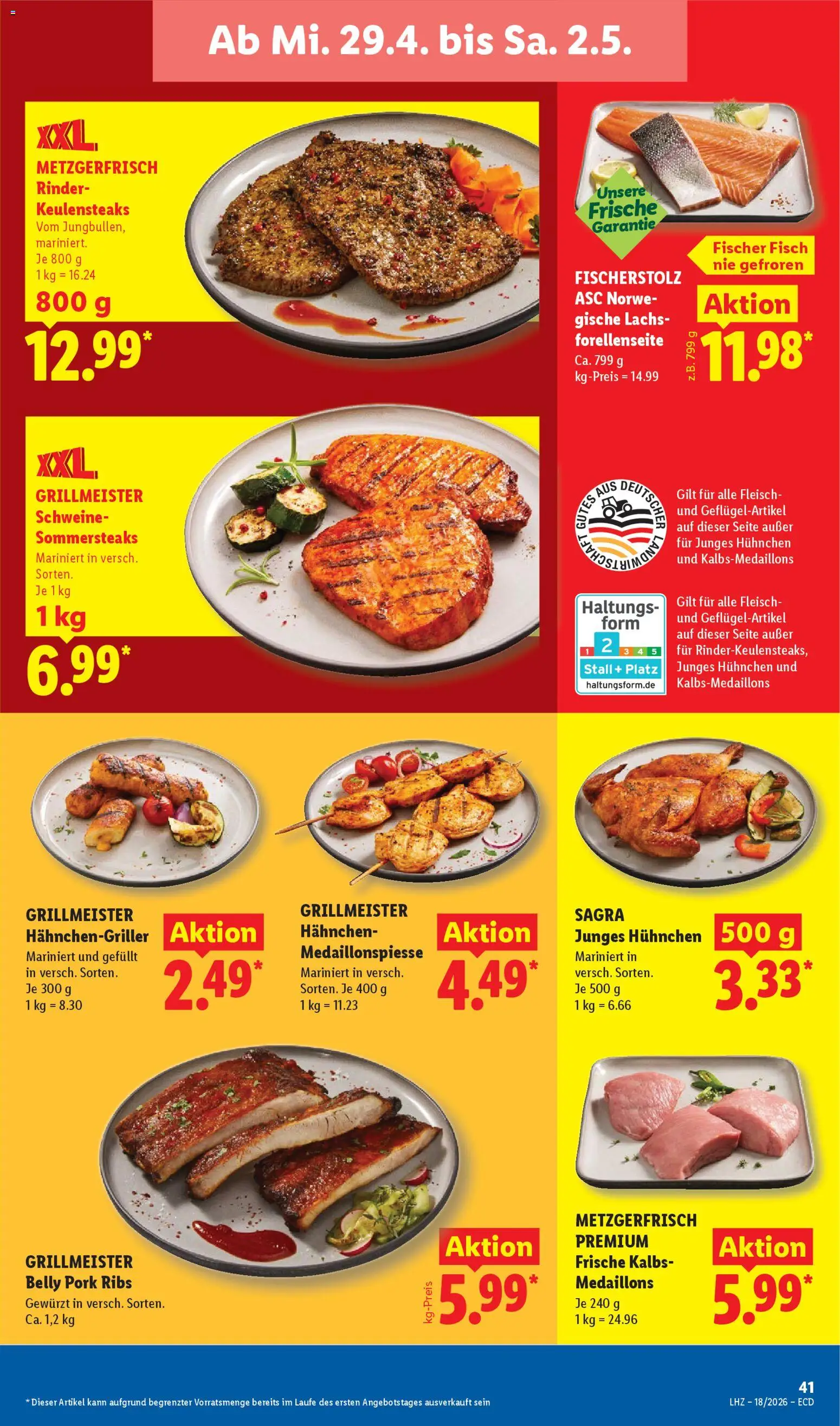 Lidl Prospekt – gültig ab 27.04.2026 | Seite: 61 | Produkte: Hahnchen, Fisch, Lachs, Fleisch