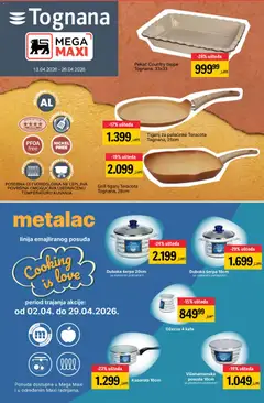 Mega Maxi katalog - pregled Mega Maxi kataloga - važi od 13.04.2026 | Strana: 4 | Proizvode: Džezva, Palačinke, Tiganj, Pekač