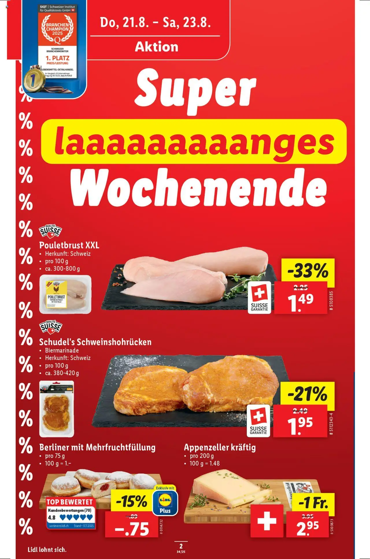 Lidl Aktionen ab 21.08.2025 | Seite: 2 | Produkte: Pouletbrust, Top