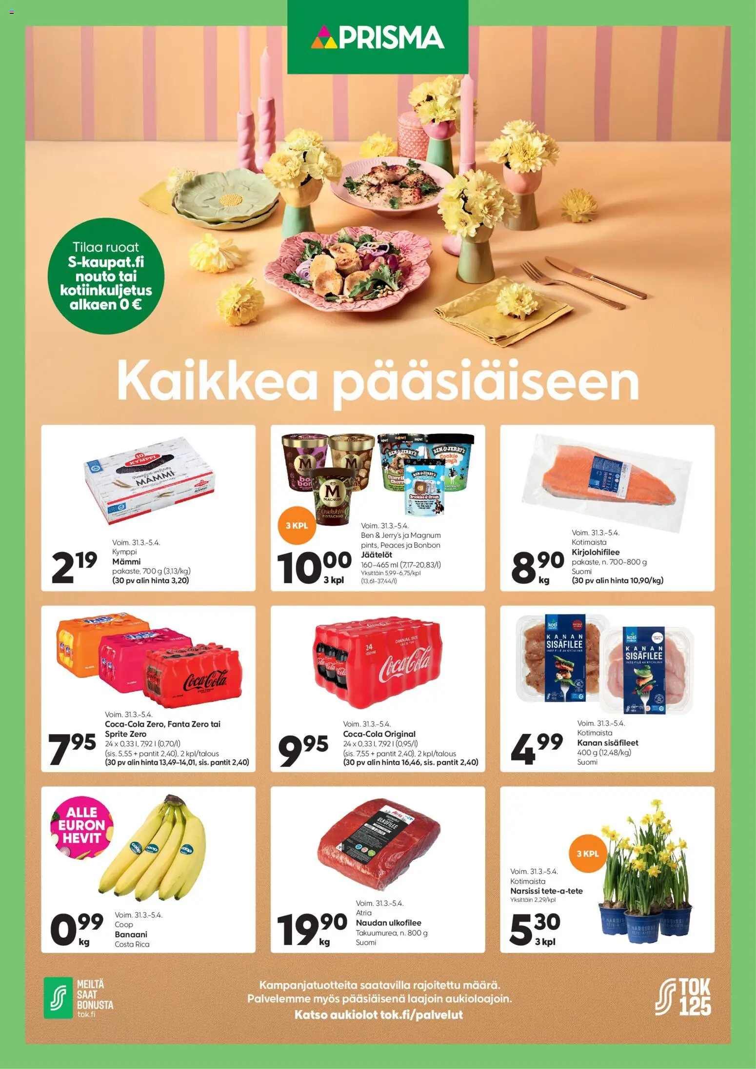 Prisma tarjoukset - Kaikkea pääsiäiseen – voimassa 03.04.2026 alkaen | Sivu: 1 | Tuotteet: Sprite, Coca cola, Fanta