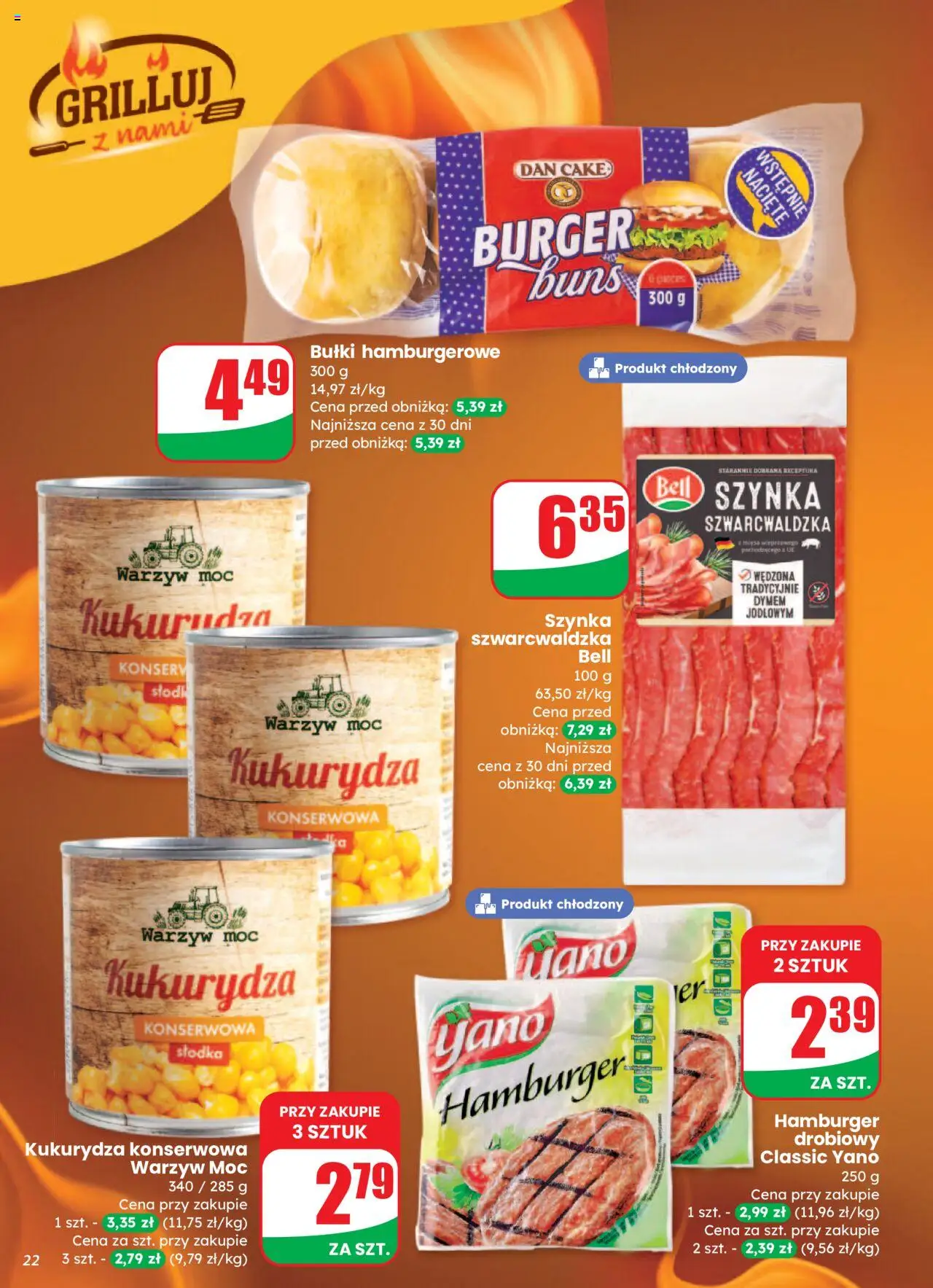 Dino Gazetka od 13.08.2025 | Strona: 22 | Produkty: Hamburger, Bell, Szynka, Szynka szwarcwaldzka